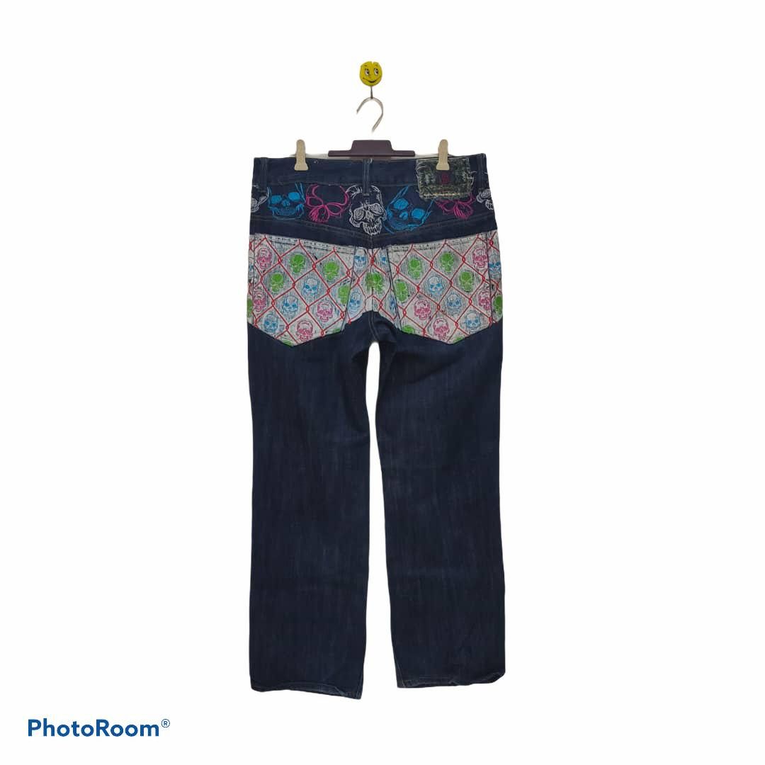 Indigo kanji skulls embroidary denim pants indigo Size US 34 / EU 50 - 1 Thumbnail