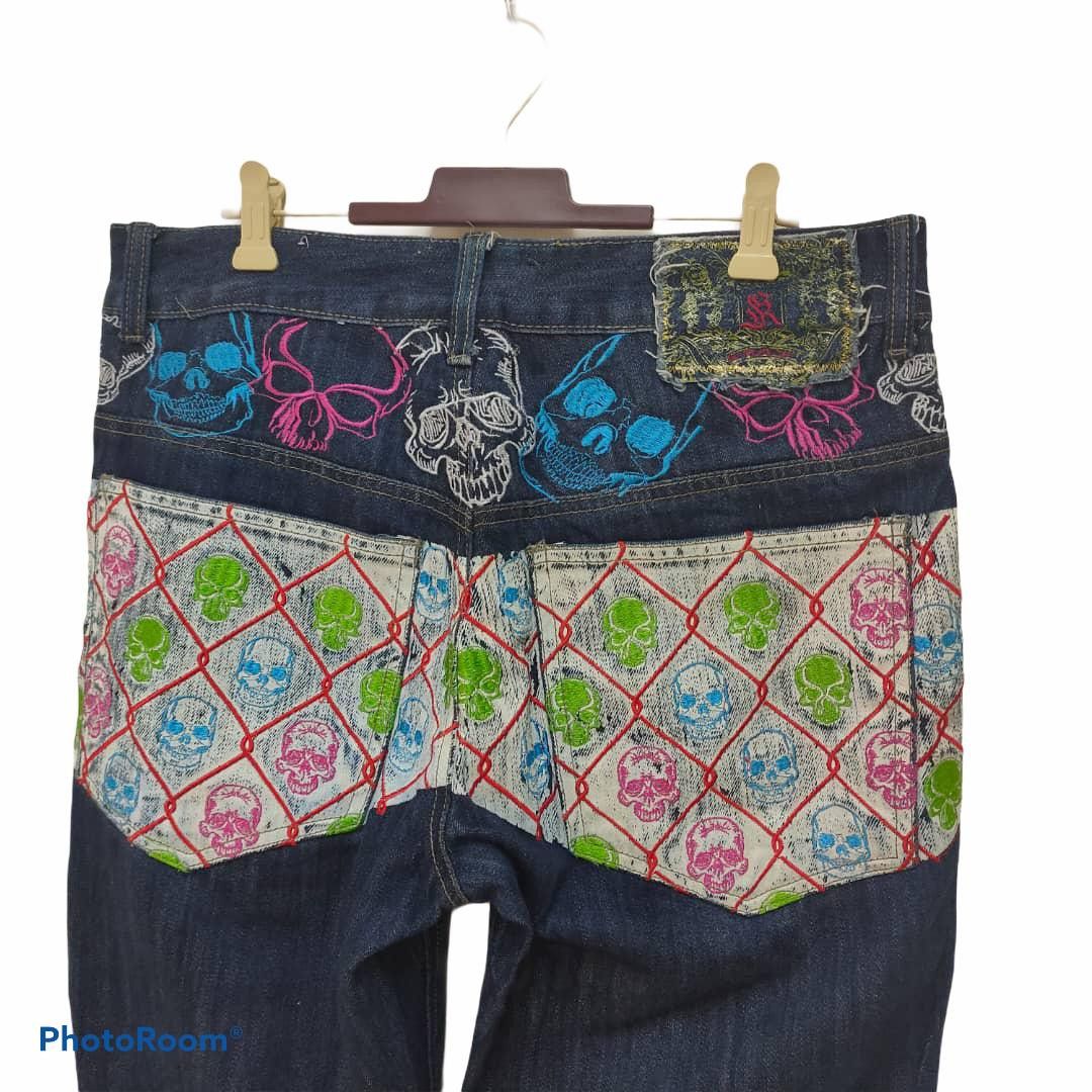 Indigo kanji skulls embroidary denim pants indigo Size US 34 / EU 50 - 5 Thumbnail