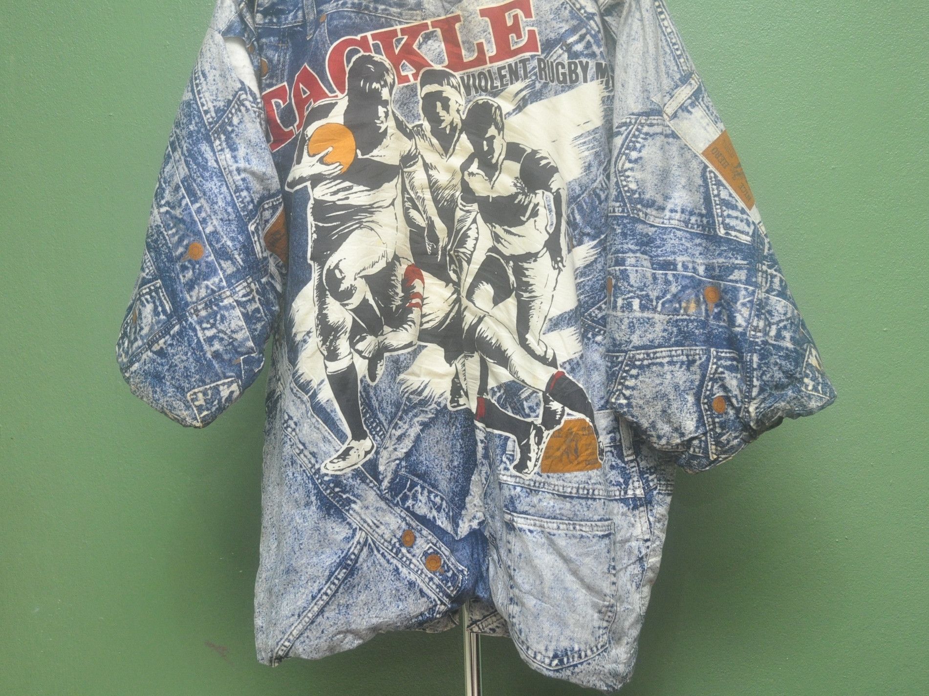 Japanese Brand Vintage Tackle Violent Rugby Mind Overprint Japanese Kimono Size US L / EU 52-54 / 3 - 6 Thumbnail