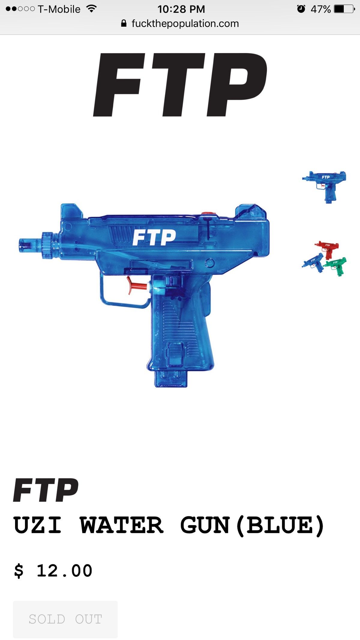 Fuck The Population × Supreme FTP Water Gun | Grailed