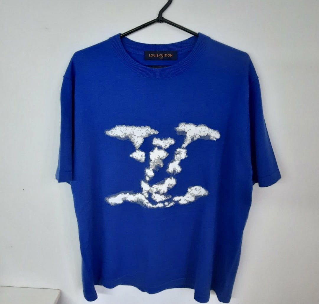 ORDER] CLOUD JACQUARD T-SHIRT - Áo Louis Vuitton xanh logo đám mây