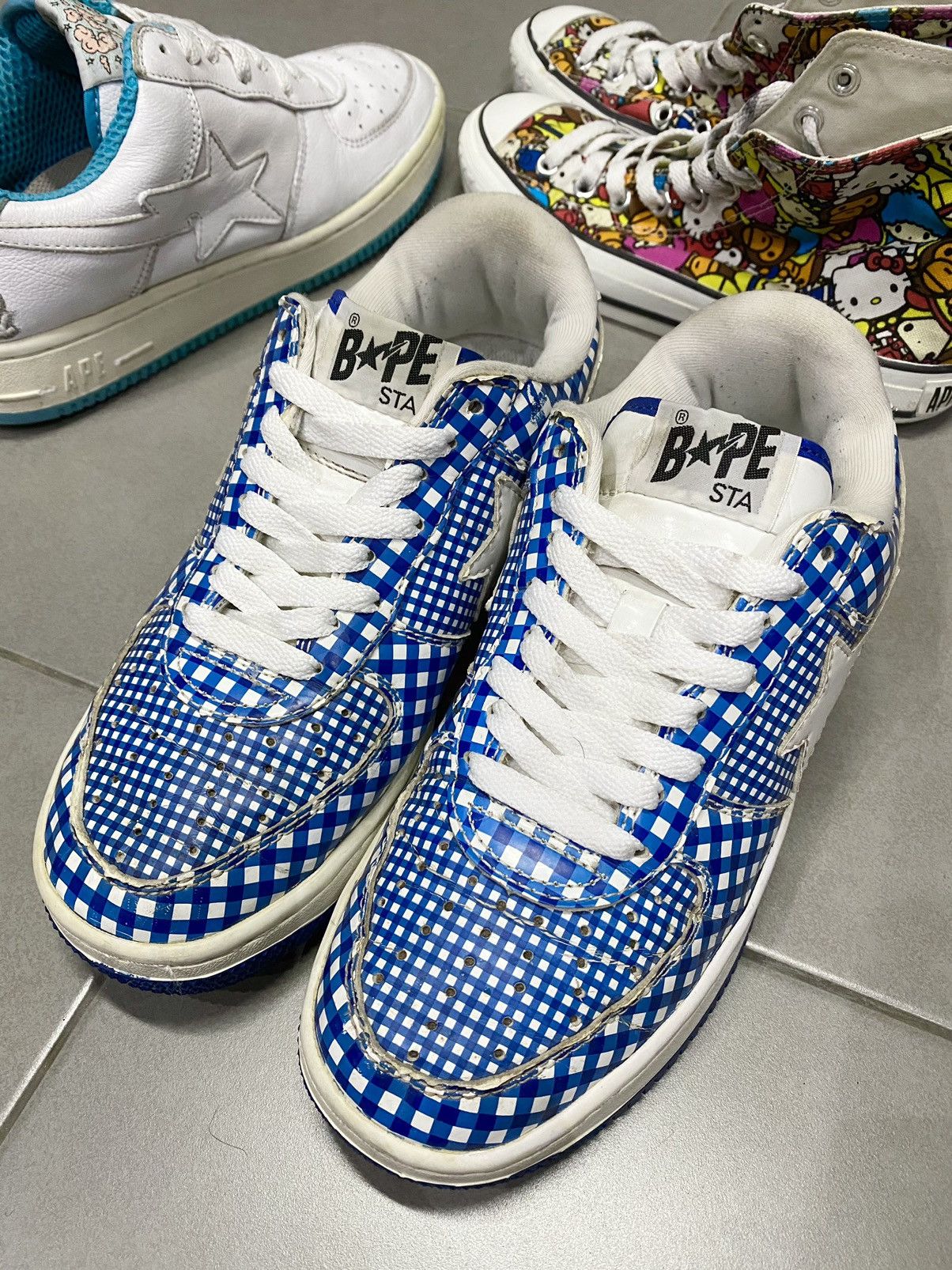 Bape Bapesta Bape plaid picnic pack nigo sneakers size 6 2009
