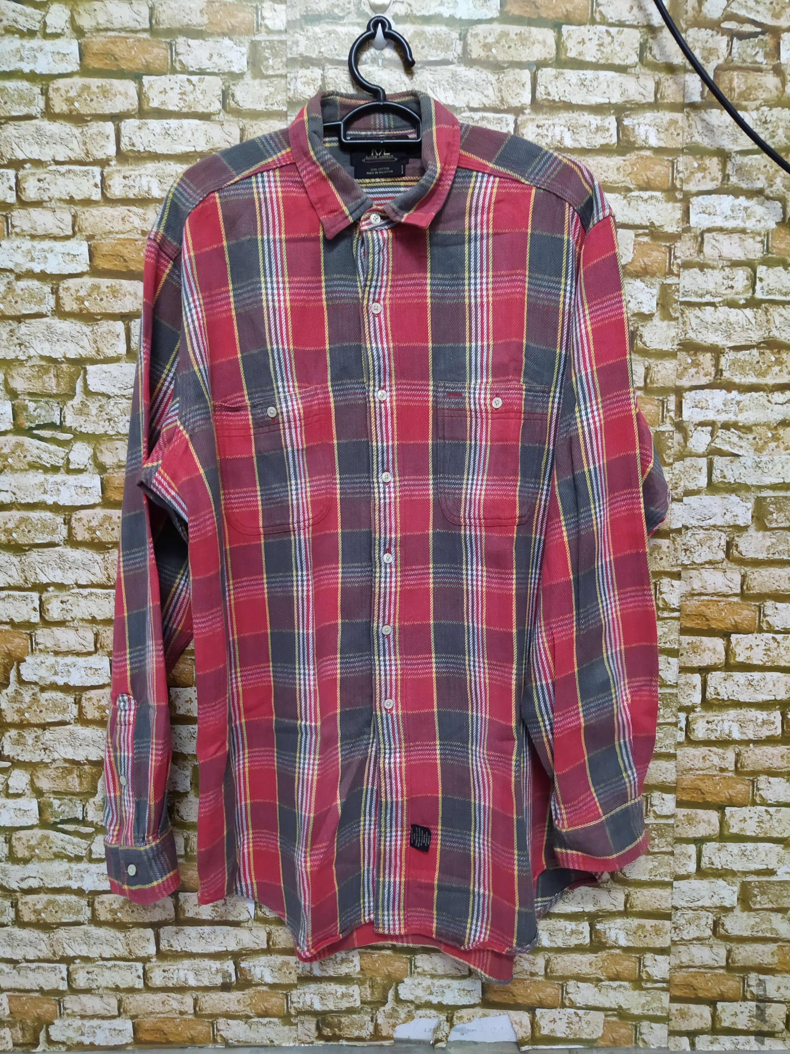 RRL Ralph Lauren 90s RRL POLO RALPH LAUREN FLANNEL SHIRT OVER-SIZED (B672) Size US L / EU 52-54 / 3 - 1 Thumbnail