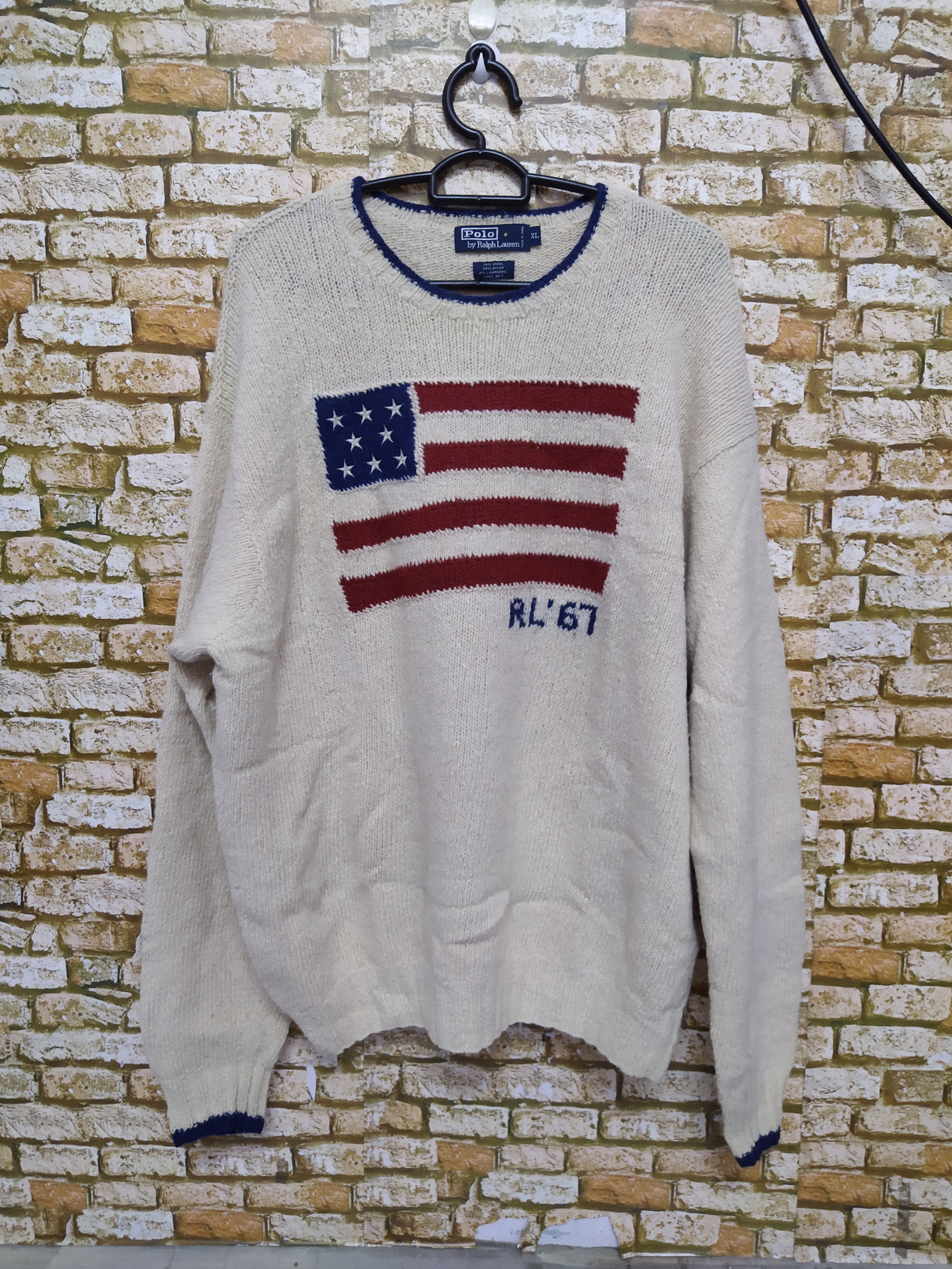 Polo Ralph Lauren × Vintage VTG RL 67 POLO RALPH LAUREN KNITWEAR FLAG (B673) Size US XL / EU 56 / 4 - 1 Thumbnail