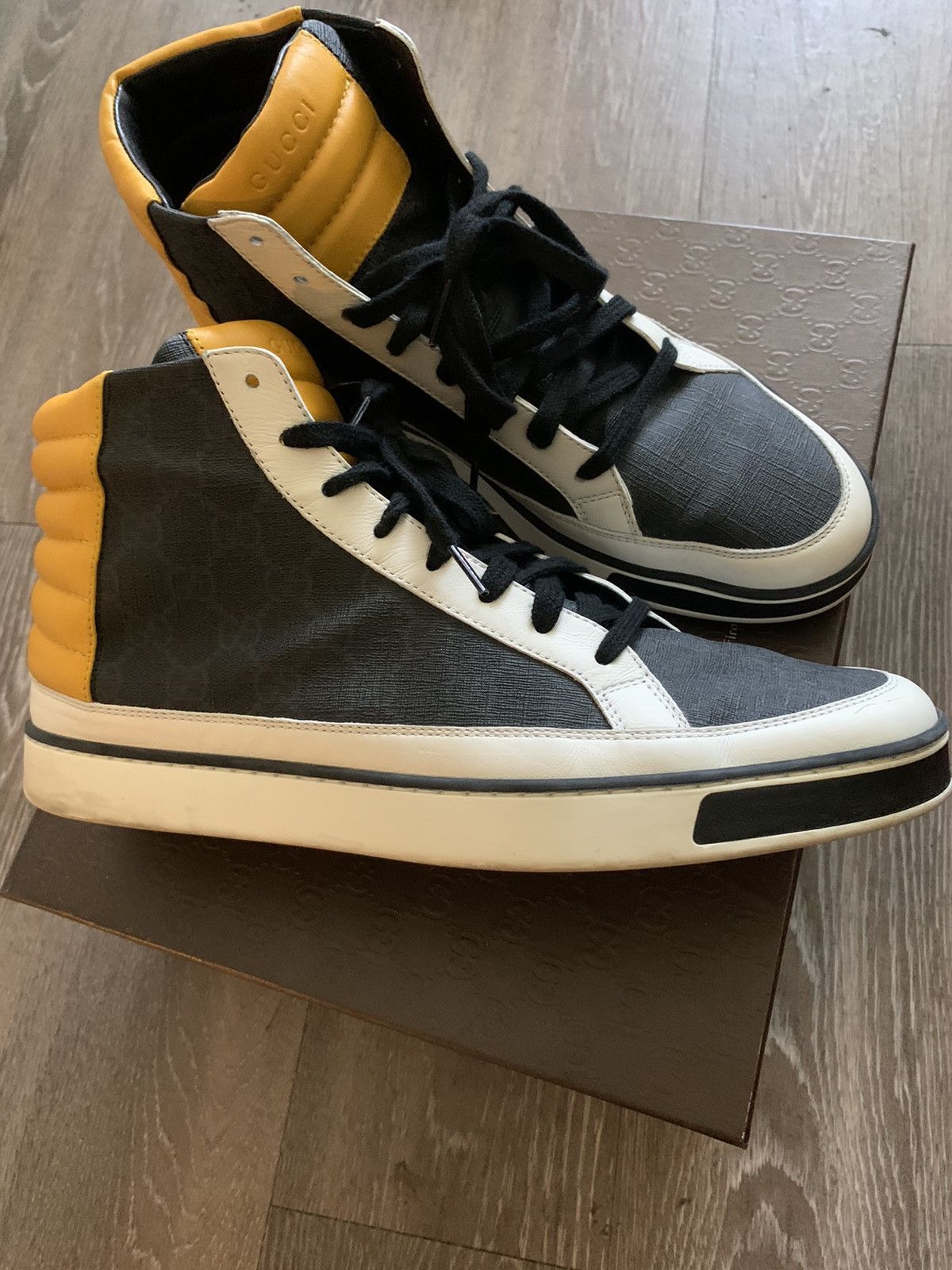 Gucci Gucci Blue/White/Yellow Hi Top Size US 11 / EU 44 - 9 Thumbnail