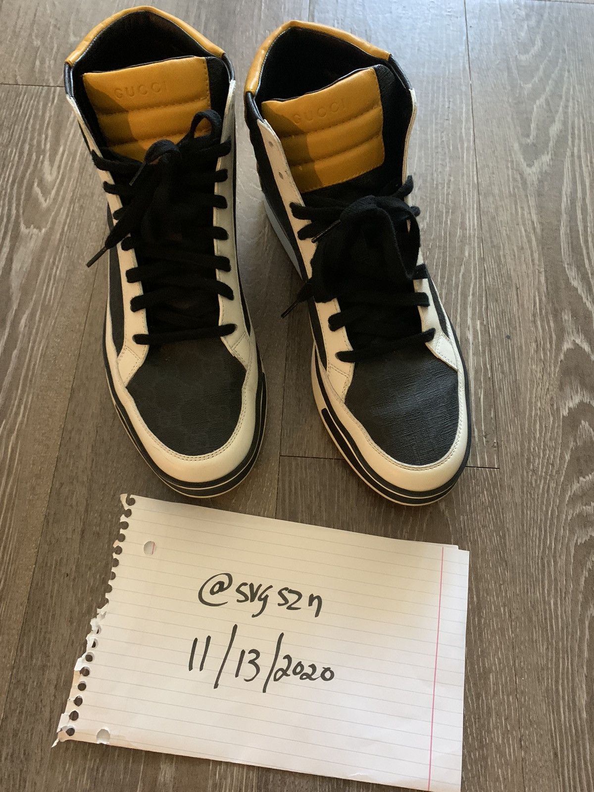 Gucci Gucci Blue/White/Yellow Hi Top Size US 11 / EU 44 - 1 Thumbnail