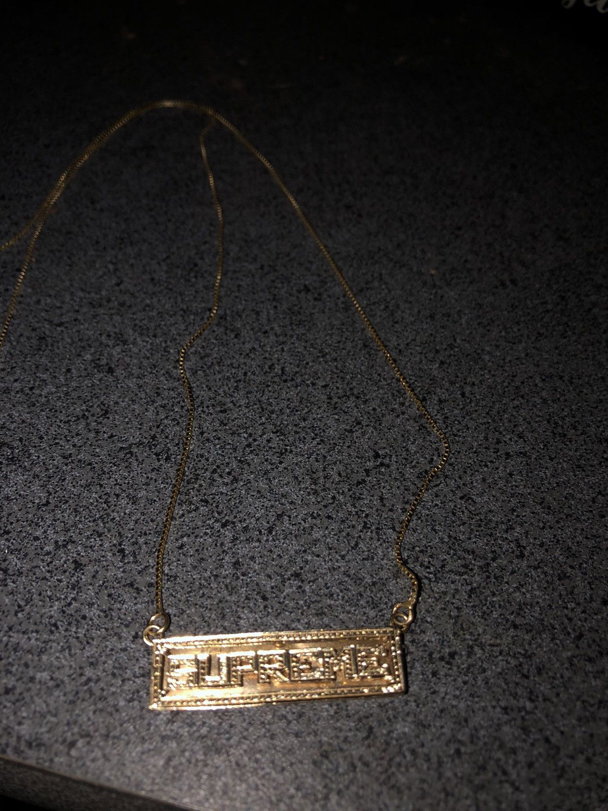 Supreme Name Plate 14K Gold Pendant | Grailed