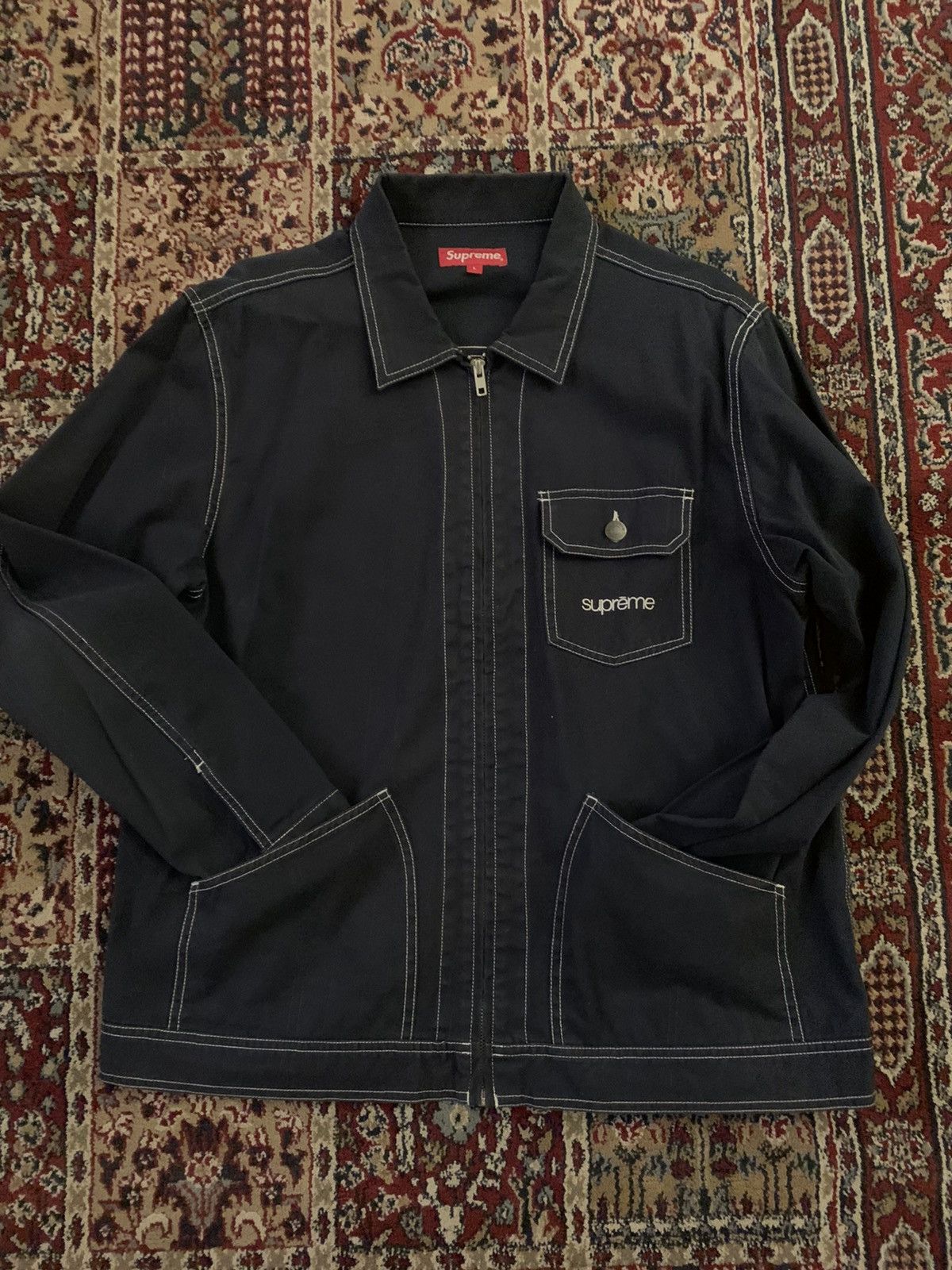 Supreme Supreme Contrast Stitch Work Jacket Navy piece | Grailed