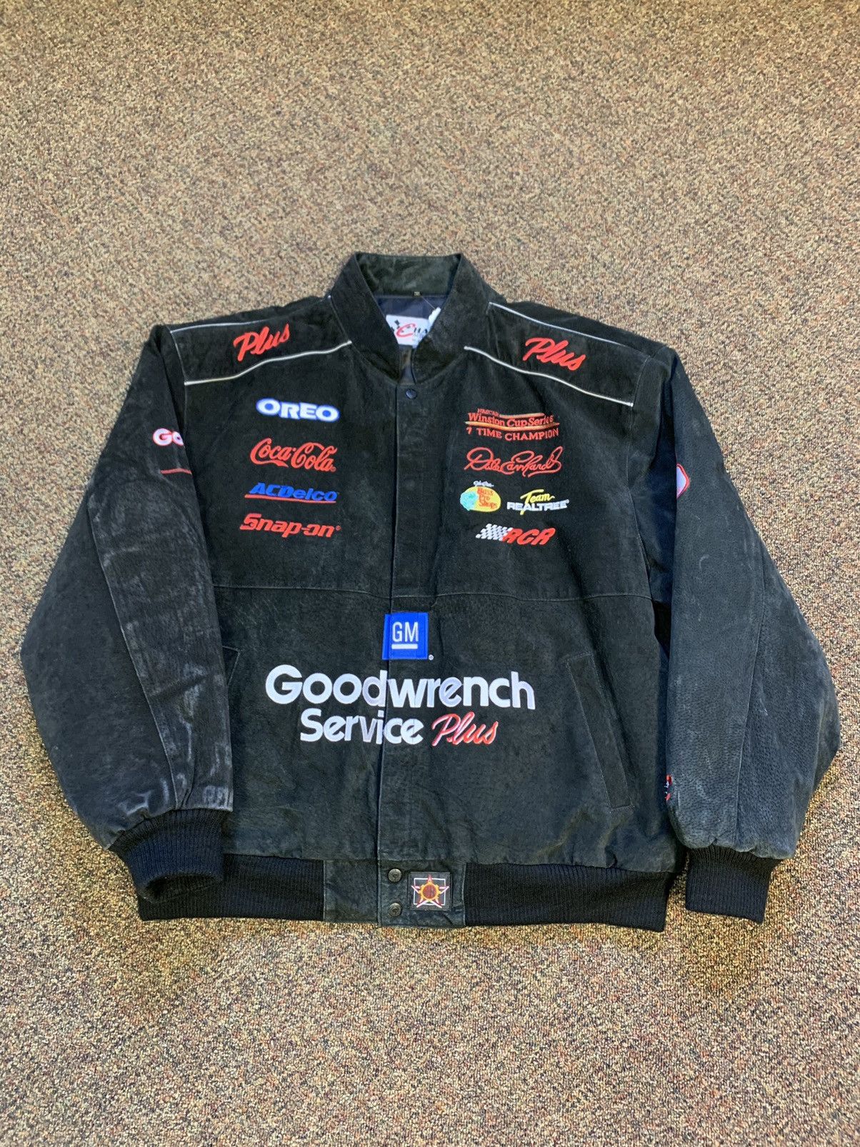 Vintage 90s Dale Earnhardt NASCAR Suede sold Leather Racing Jacket