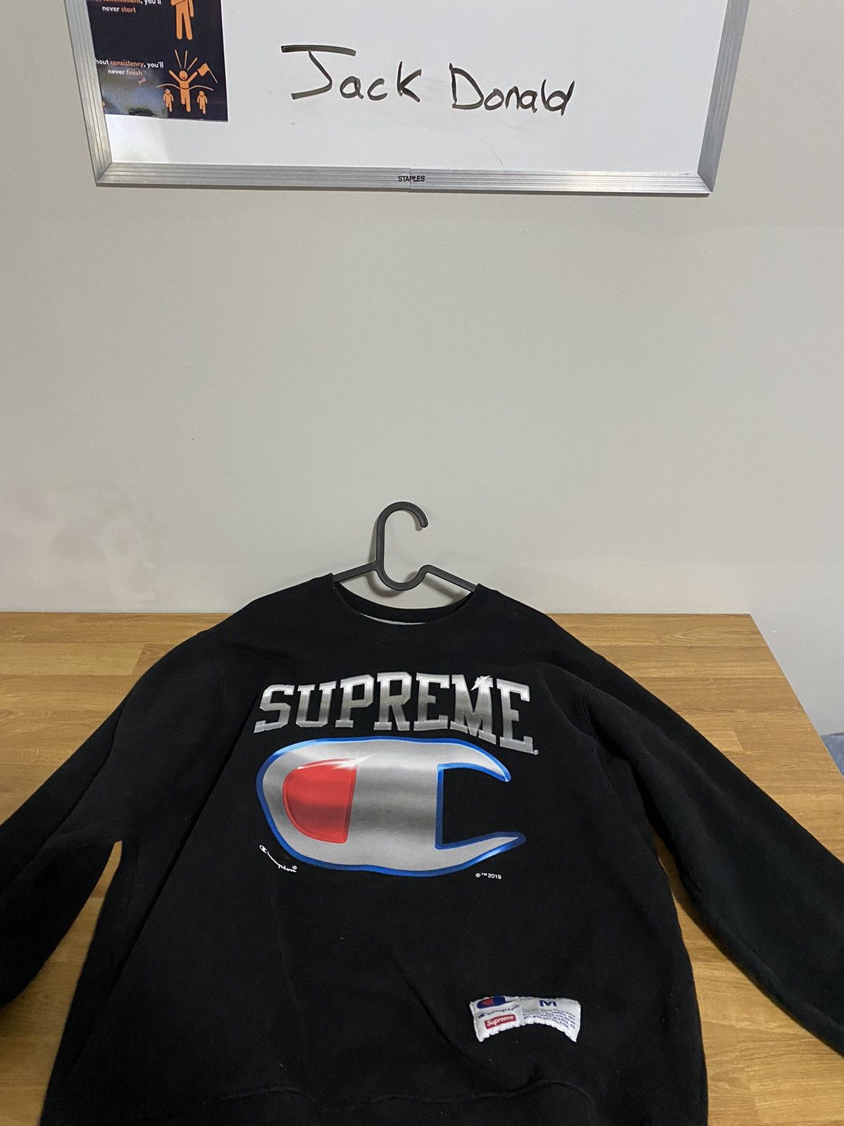 2019 Supreme X retailer Champion Black Crewneck