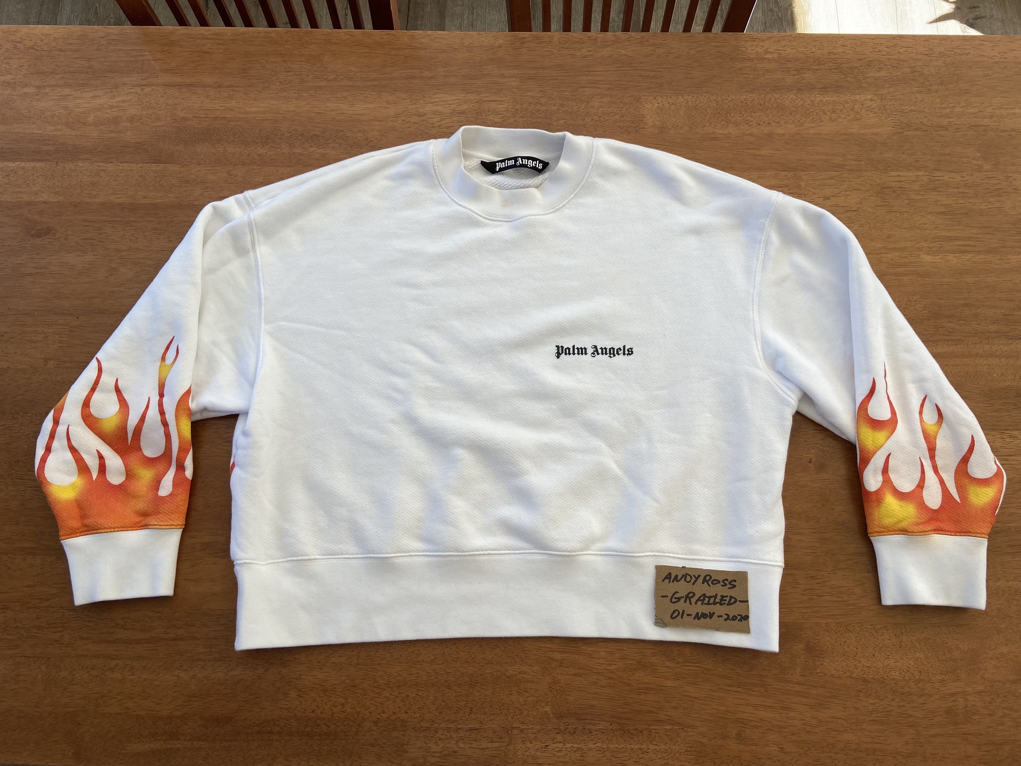 スウェット・トレーナー PALM ANGELS 'Burning monogram' sweatshirt White Off-White Burning Monogram Sweatshirt by Palm Angels on Sale