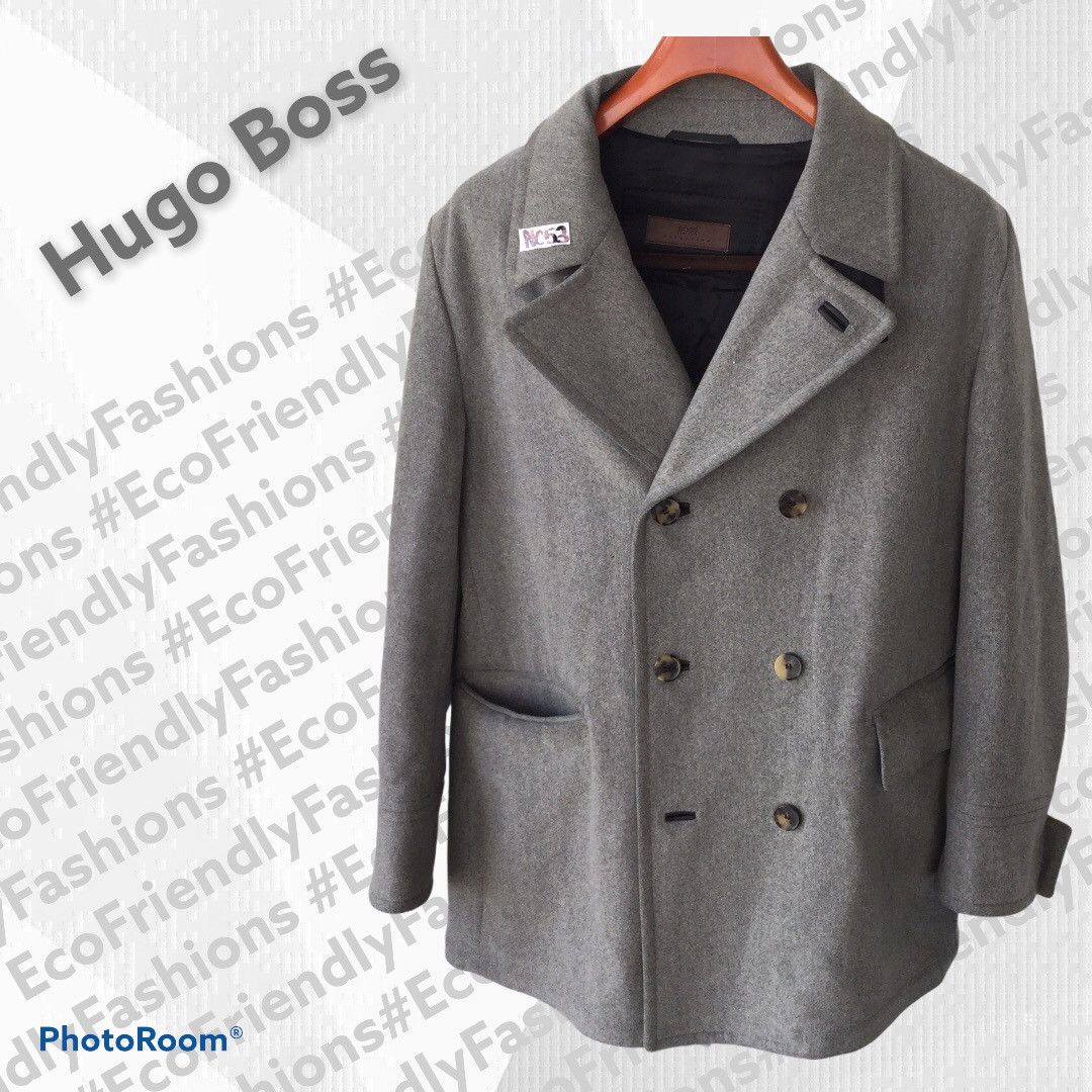 Hugo Boss Cashmere shops Wool Zip Up Peacoat