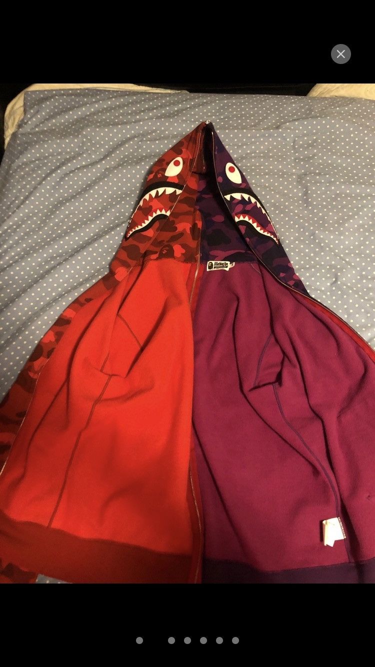 Bape Purple/red camo Bape shark hoodie Size US XXL / EU 58 / 5 - 2 Thumbnail