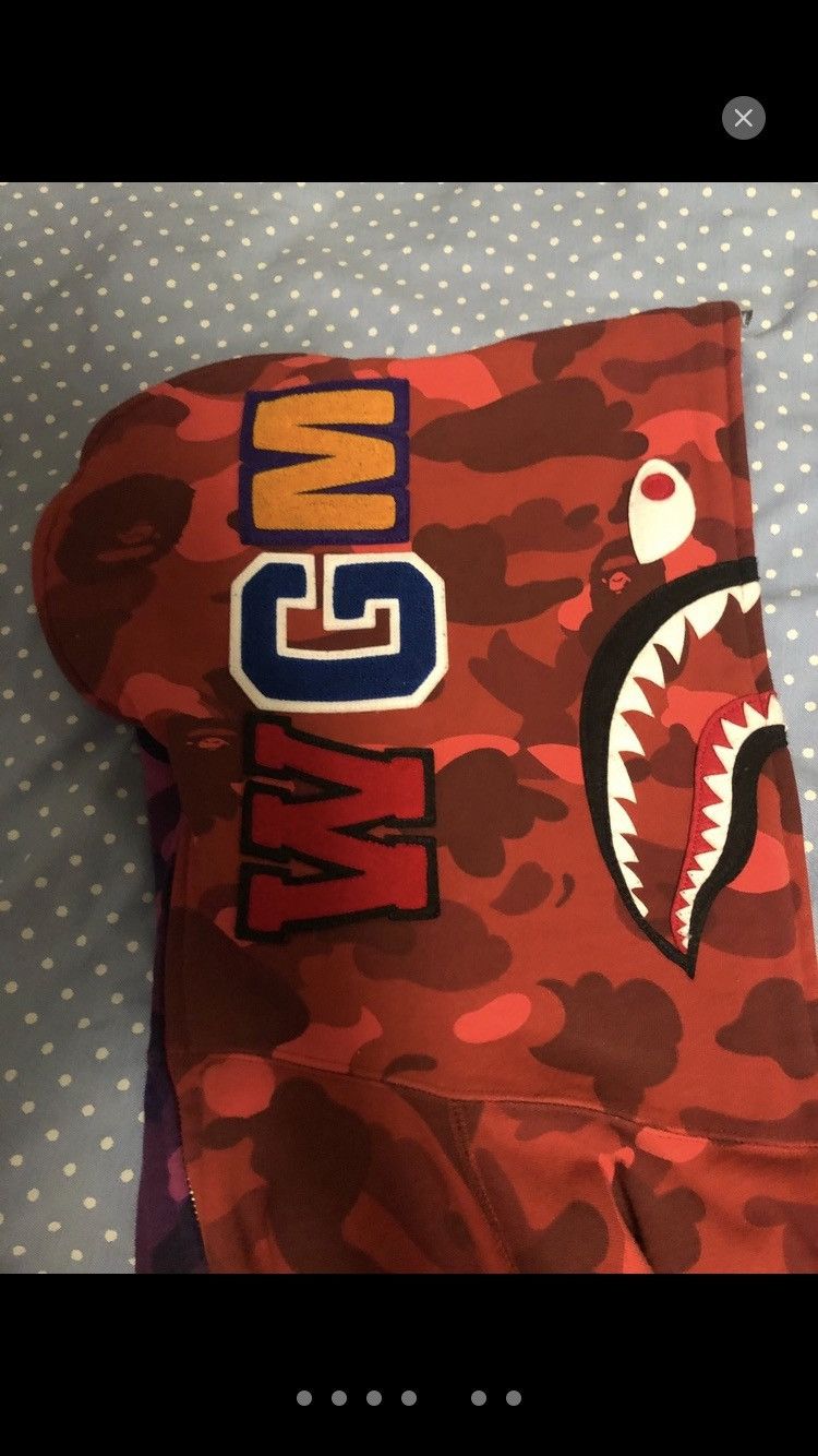 Bape Purple/red camo Bape shark hoodie Size US XXL / EU 58 / 5 - 5 Thumbnail