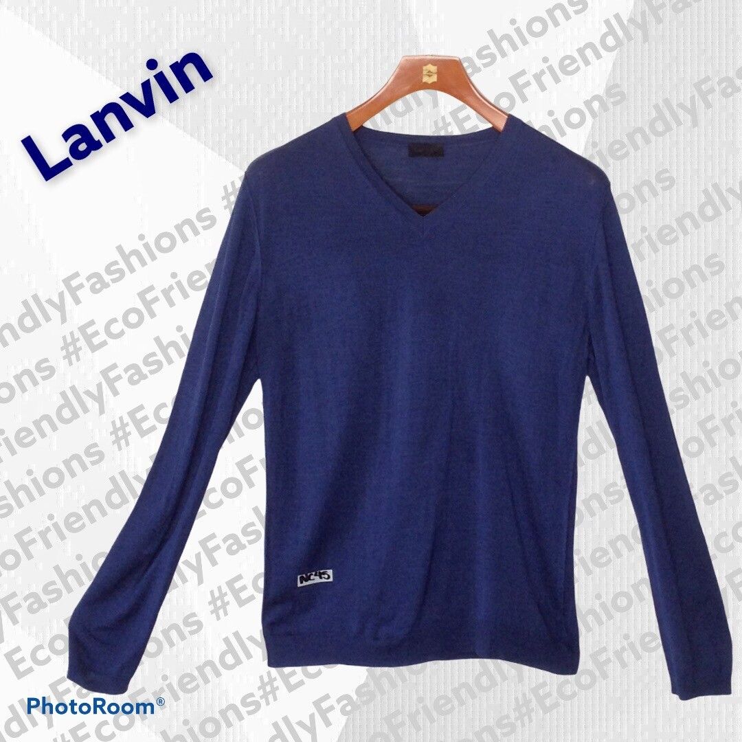 Lanvin LANVIN embroidered detail v-neck jumper/sweater Size US L / EU 52-54 / 3 - 1 Preview