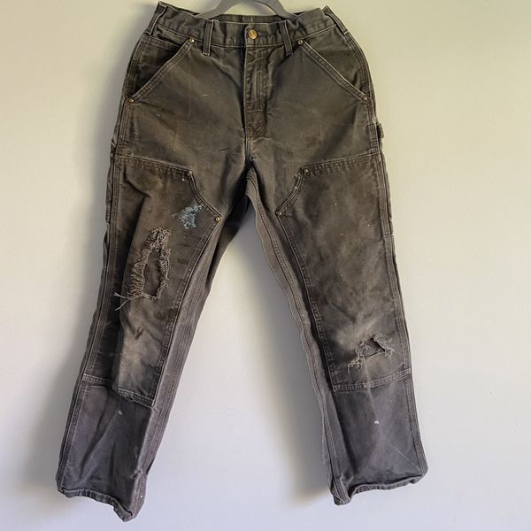 SmizeVintage Vintage Carhartt Painter's Pants 28 W | Slate Grey Canvas High Waist Cargo Carhartt Utility Pants | Carpenters