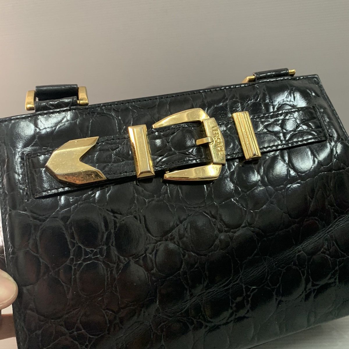 Versace Gianni Versace Crocs Leather Handbag Size ONE SIZE - 8 Thumbnail
