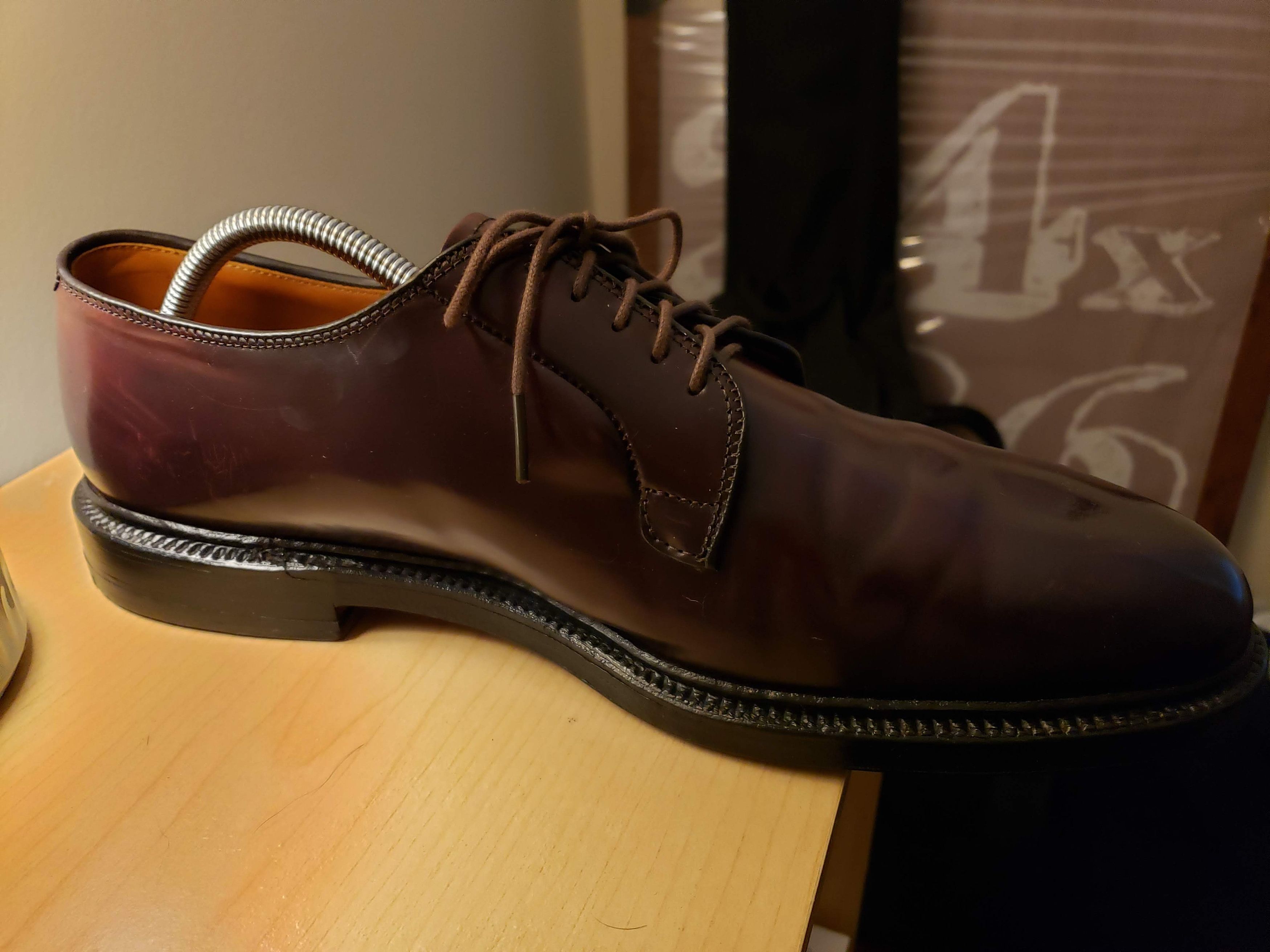 Alden 990 Cordovan Shell Plain Toe Blucher Formal Shoes