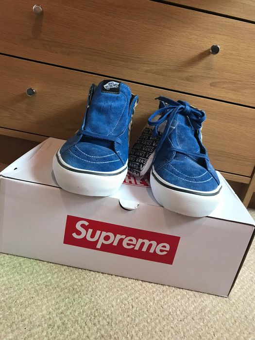 Supreme ROYAL BLUE SUPREME X VANS VELVET LEOPARD SK8-MID PRO | Grailed