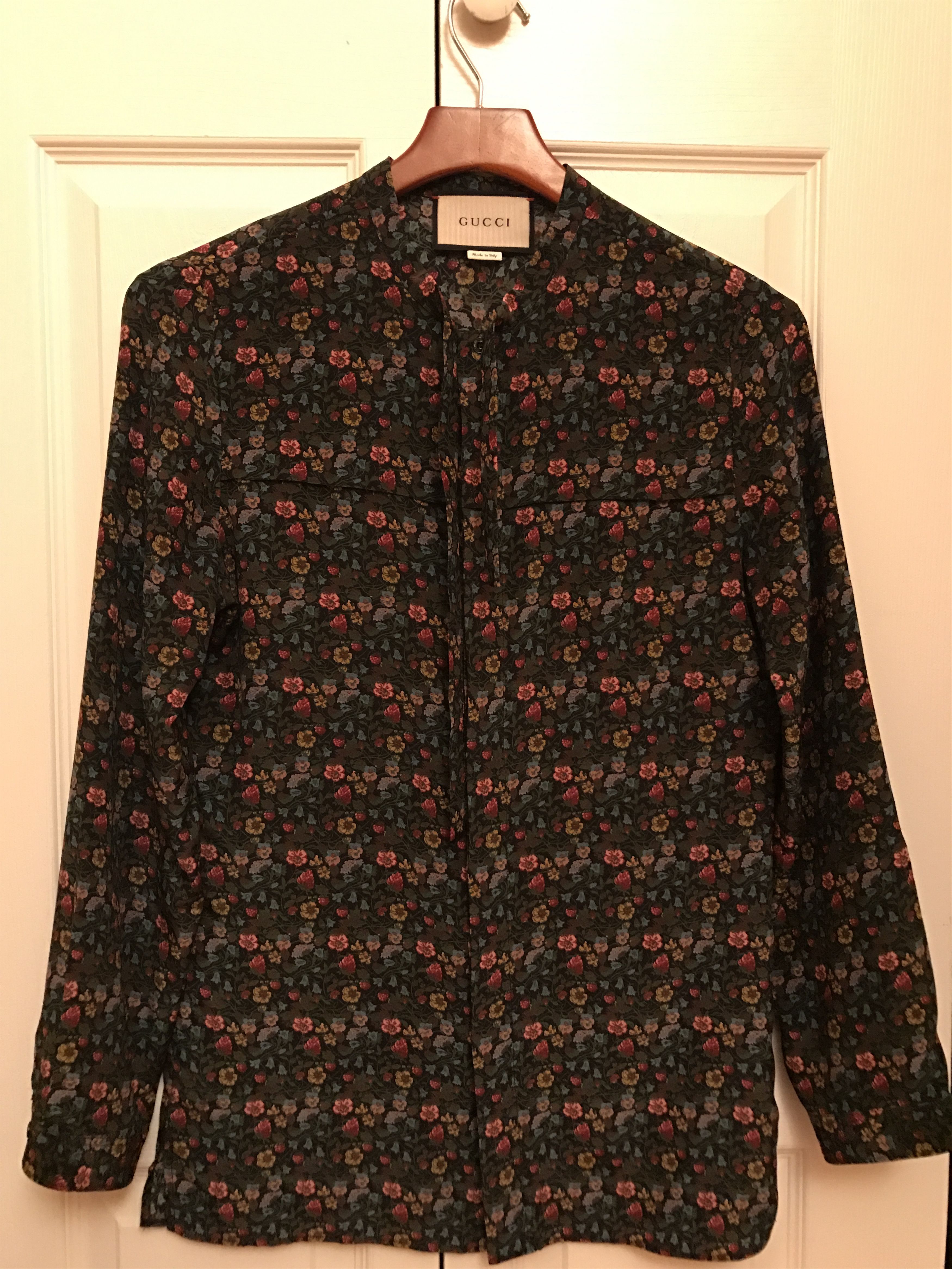 gucci vintage flowers silk cambridge shirt