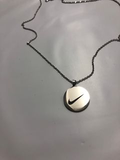 Blue Silvertone Nike Pendant Necklace (F20)