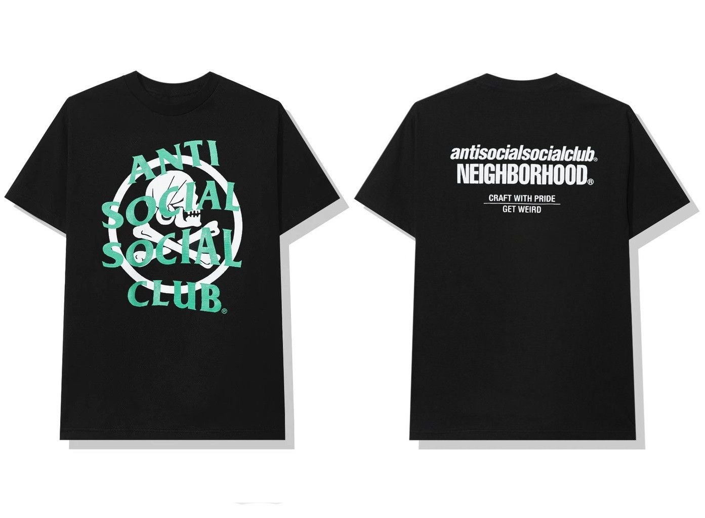 Anti Social Social Club × Neighborhood DS Teal ASSC x NBHD White logo Cambered Black Tee Bape Kith Size US XL / EU 56 / 4 - 2 Thumbnail