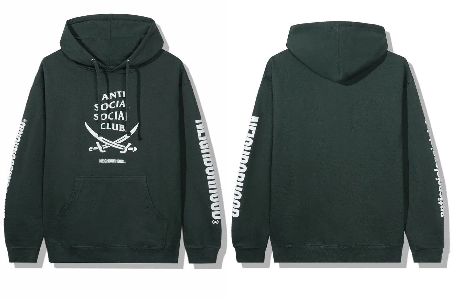 Anti Social Social Club × Neighborhood DS FW20 ASSC x NBHD White Logo 6IX Green Hoodie in hand Size US XXL / EU 58 / 5 - 3 Thumbnail