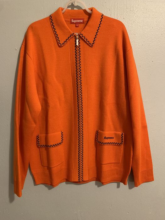 Supreme *last drop* SUPREME Checkerboard Zip Sweater - Orange - L