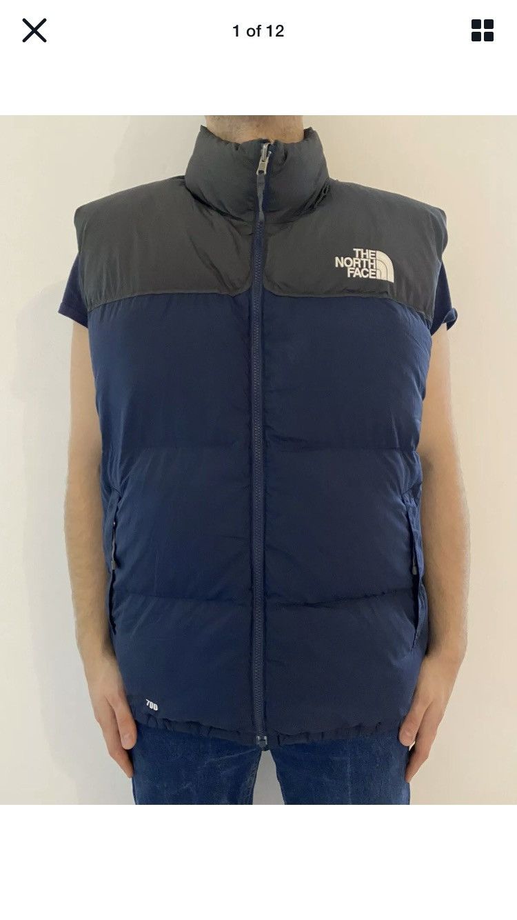 Vintage The North Face 700 Goose Down Bodywarmer Grey Blue Vest XXL