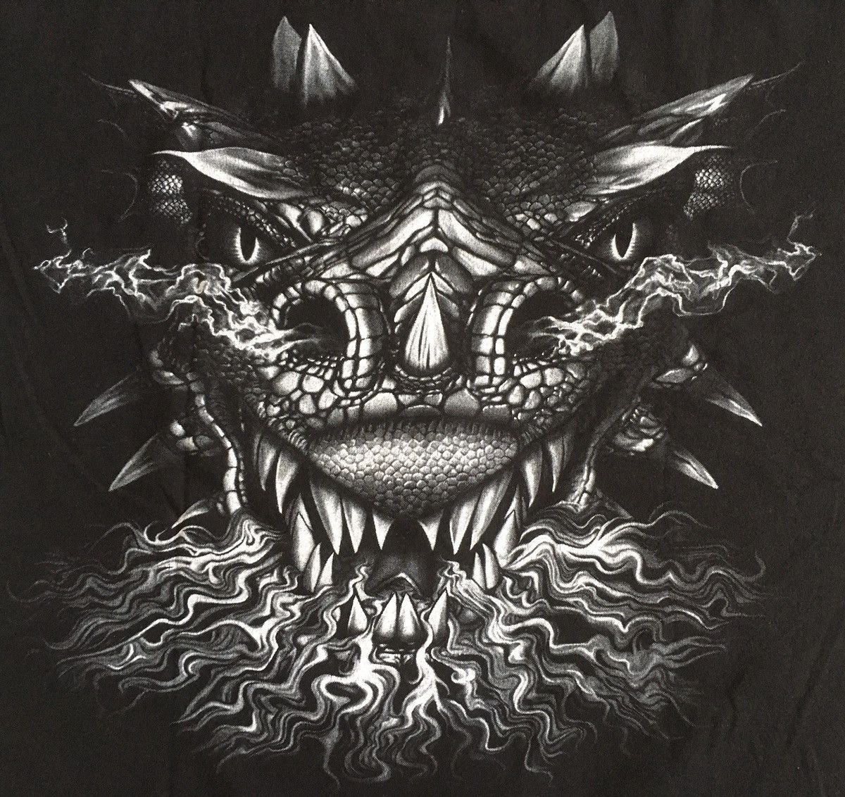 Vintage DRAGON SHIRT VINTAGE HEAVY METAL FLAMES Y2K GODZILLA HORROR Size US XL / EU 56 / 4 - 5 Thumbnail