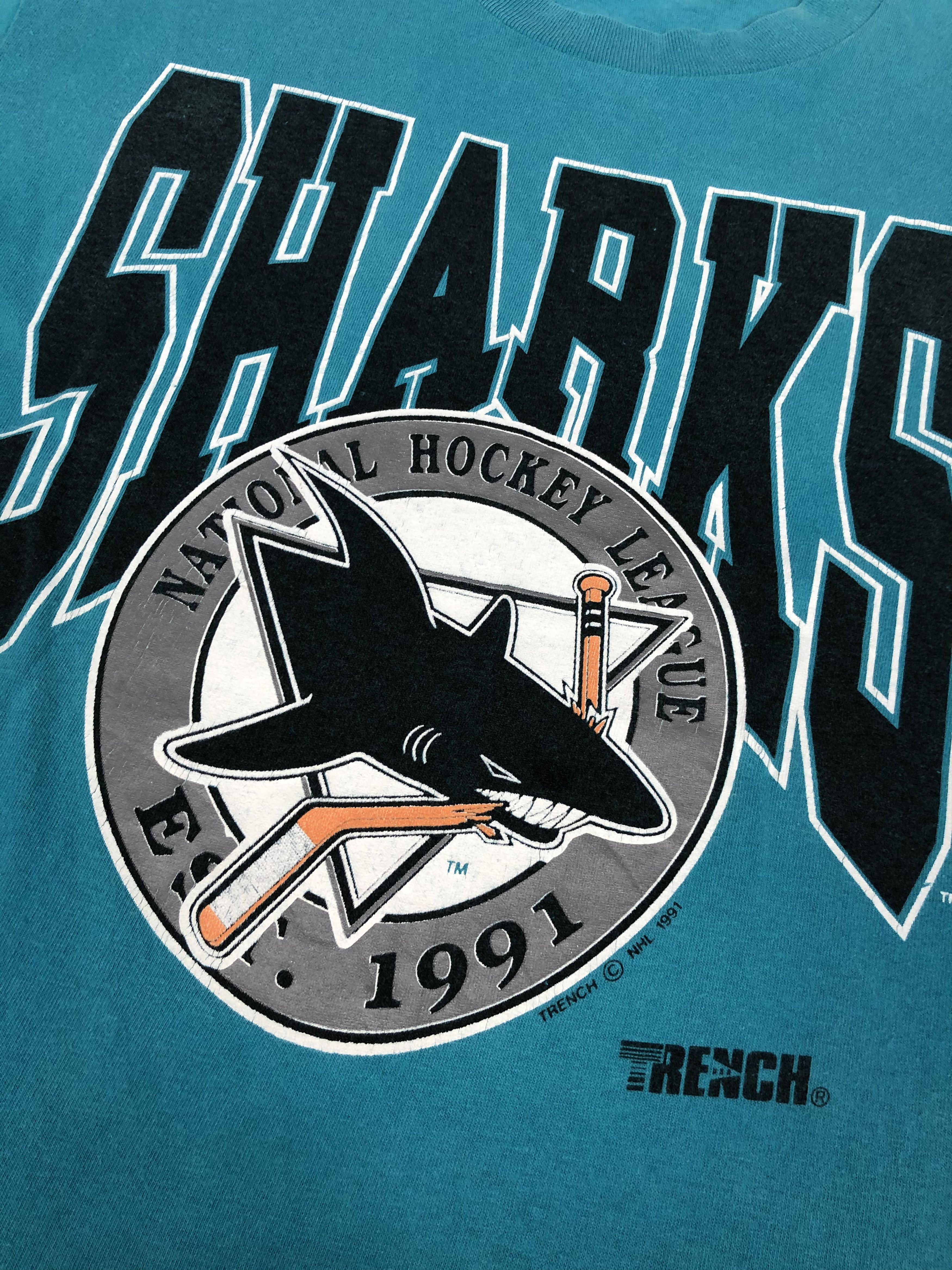 NHL × Vintage San Jose Sharks Hockey NHL Logo Tee Shirt Travis Style Size US L / EU 52-54 / 3 - 2 Thumbnail
