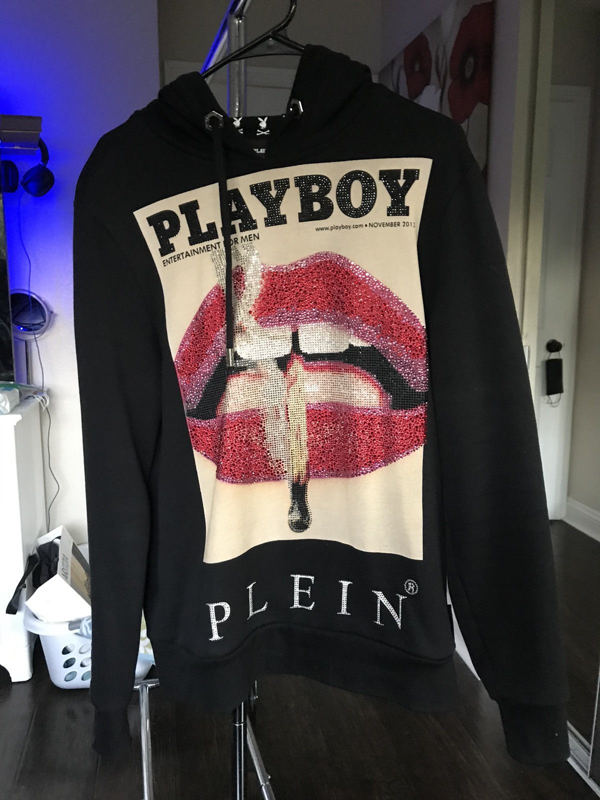 Philipp Plein Philipp Plein x Playboy Crystal Lips Hoodie Black Grailed