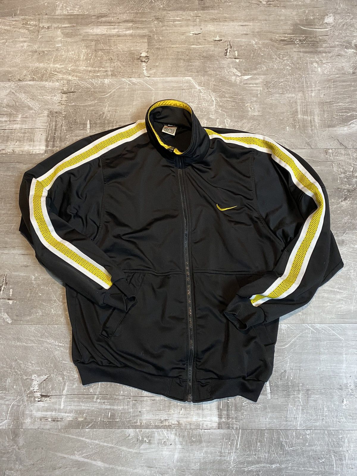 Nike Vintage Vintage Nike Zip Up Track Jacket with Yellow White Stripe Grailed