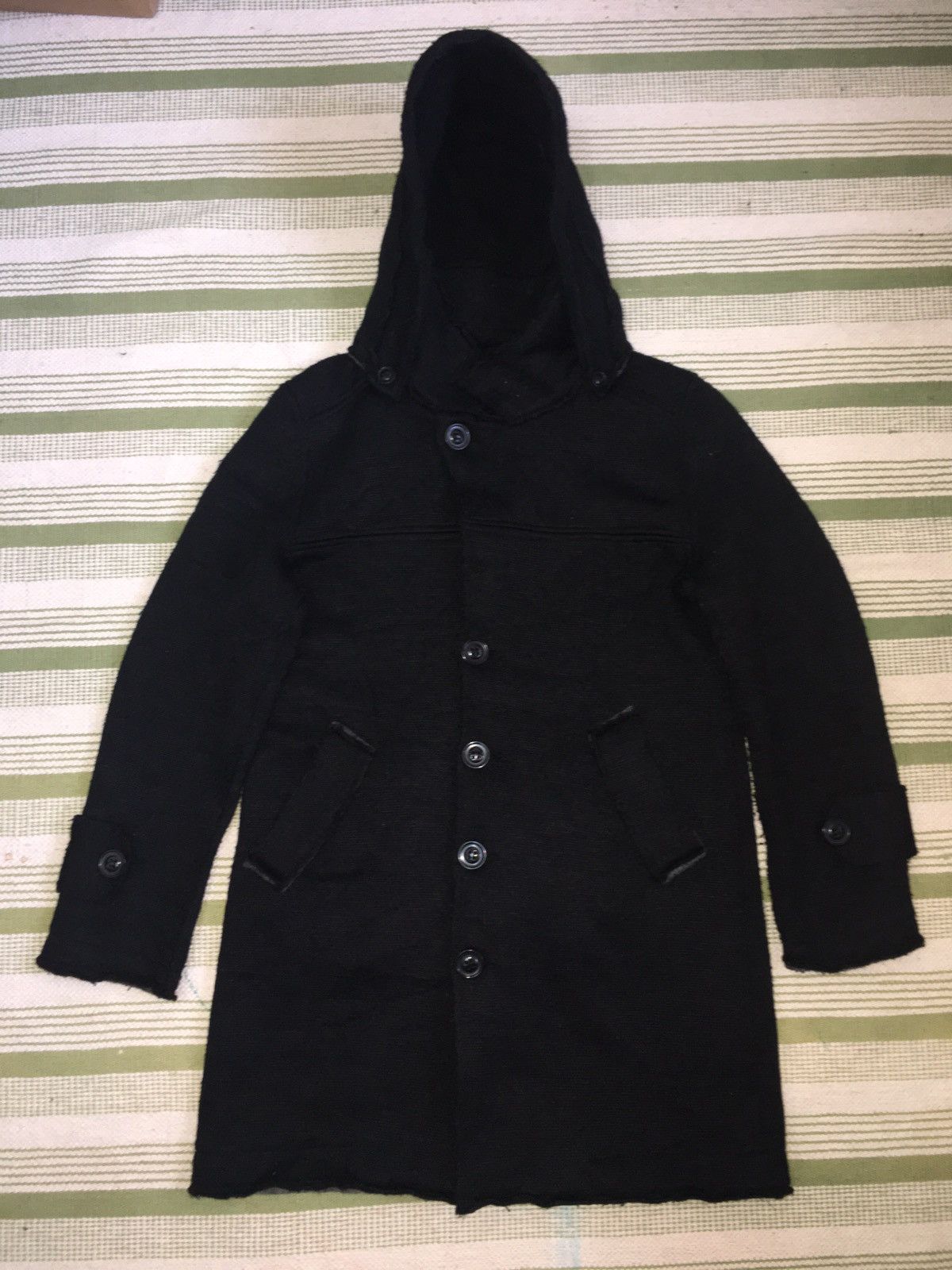 Zara man moda sport wool long coat with hoodie