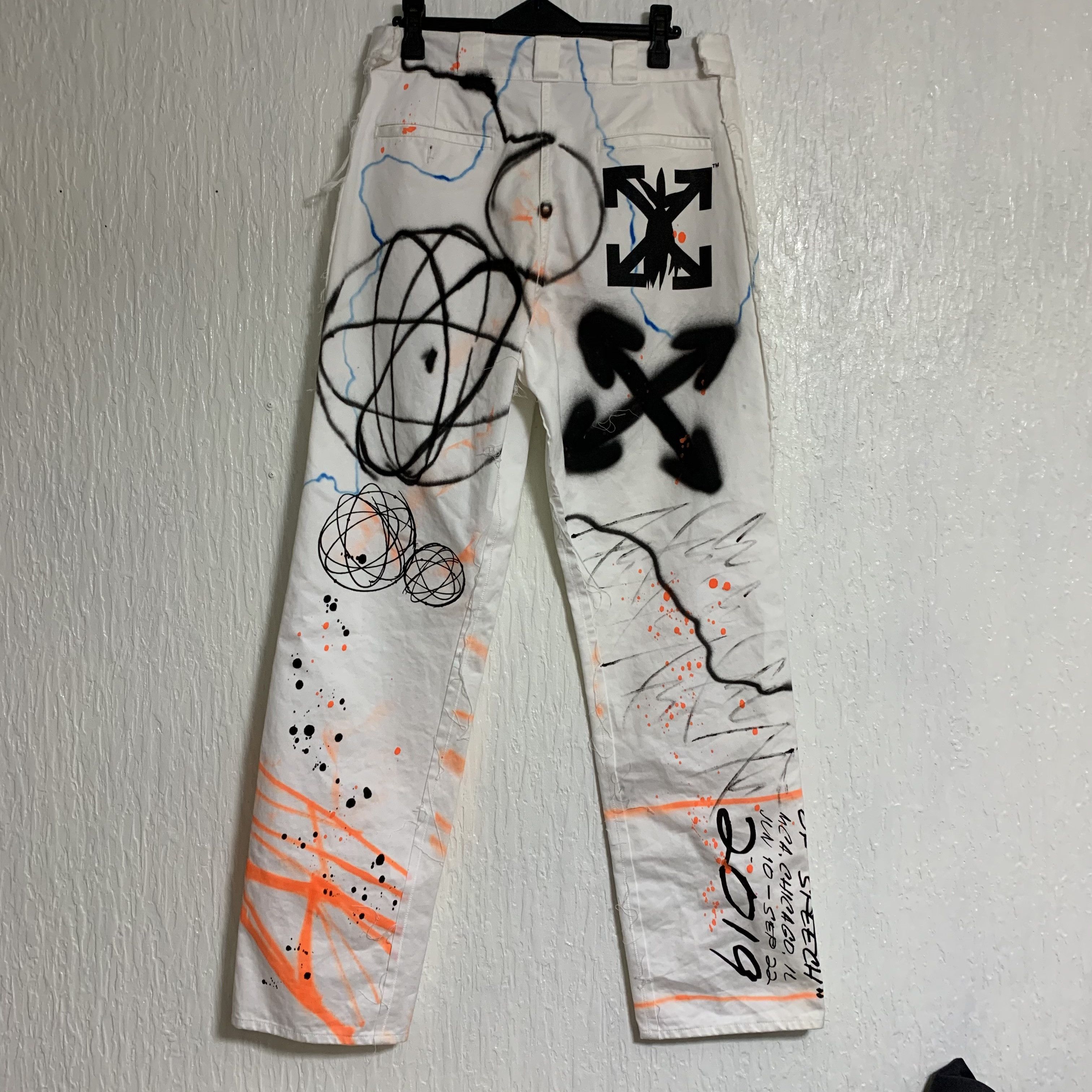パンツ OFF-WHITE X FUTURA SPRAY CARPENTER PANTS Off-White Spray Effect Print FUTURA ABSTRACT CARPENTER