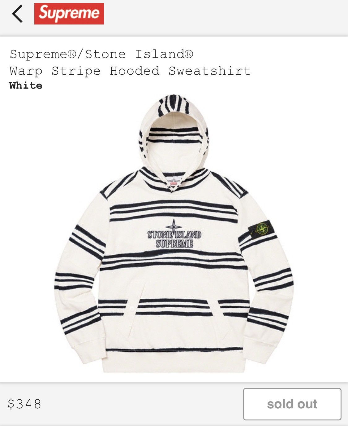 Stone Island × Supreme Supreme Stone Island Warp Stripe Hooded 