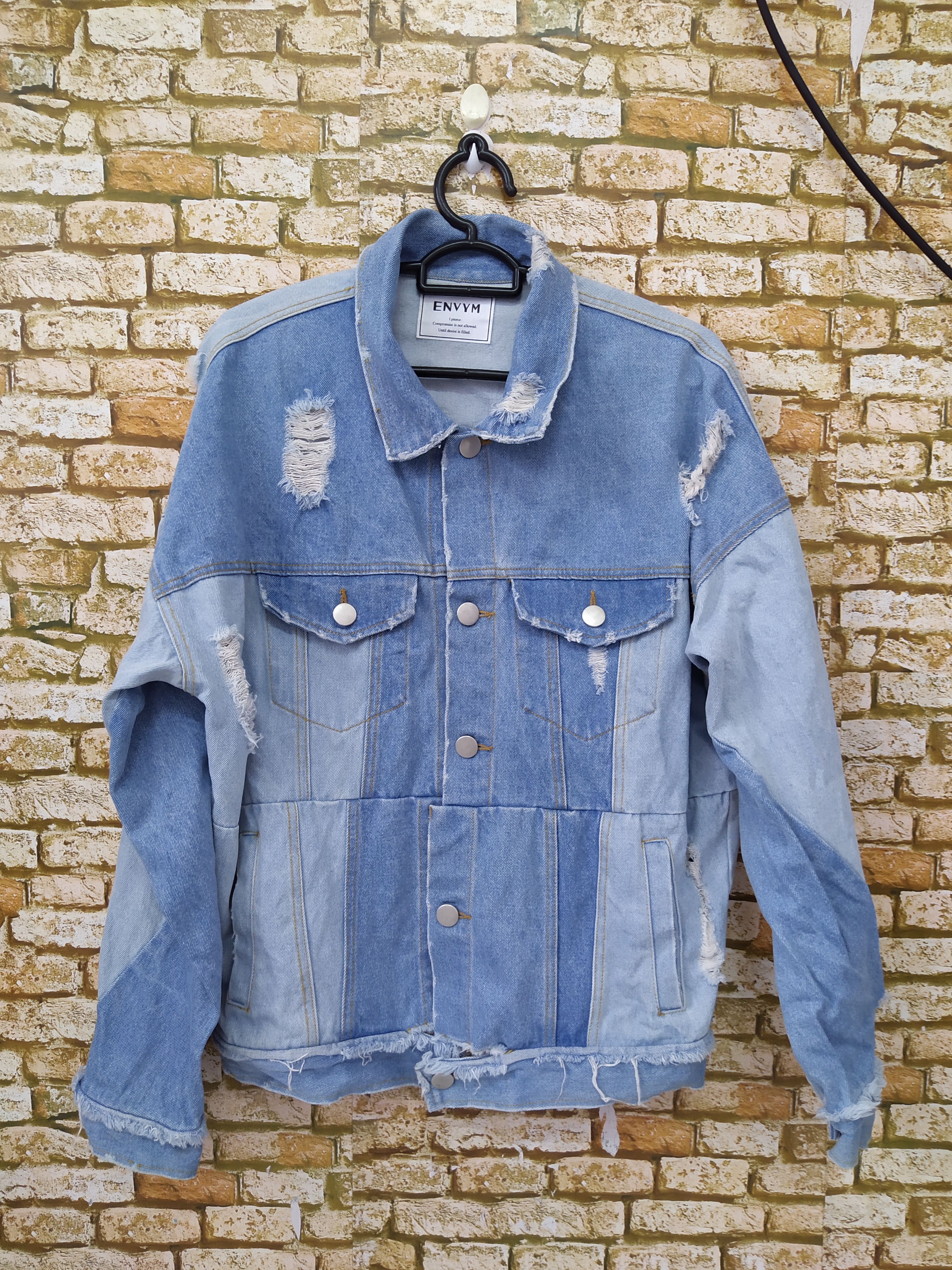 Japanese Brand ENVYM AILES TOKYO DISTRESSED DENIM JACKET (B682) Size US XL / EU 56 / 4 - 1 Thumbnail