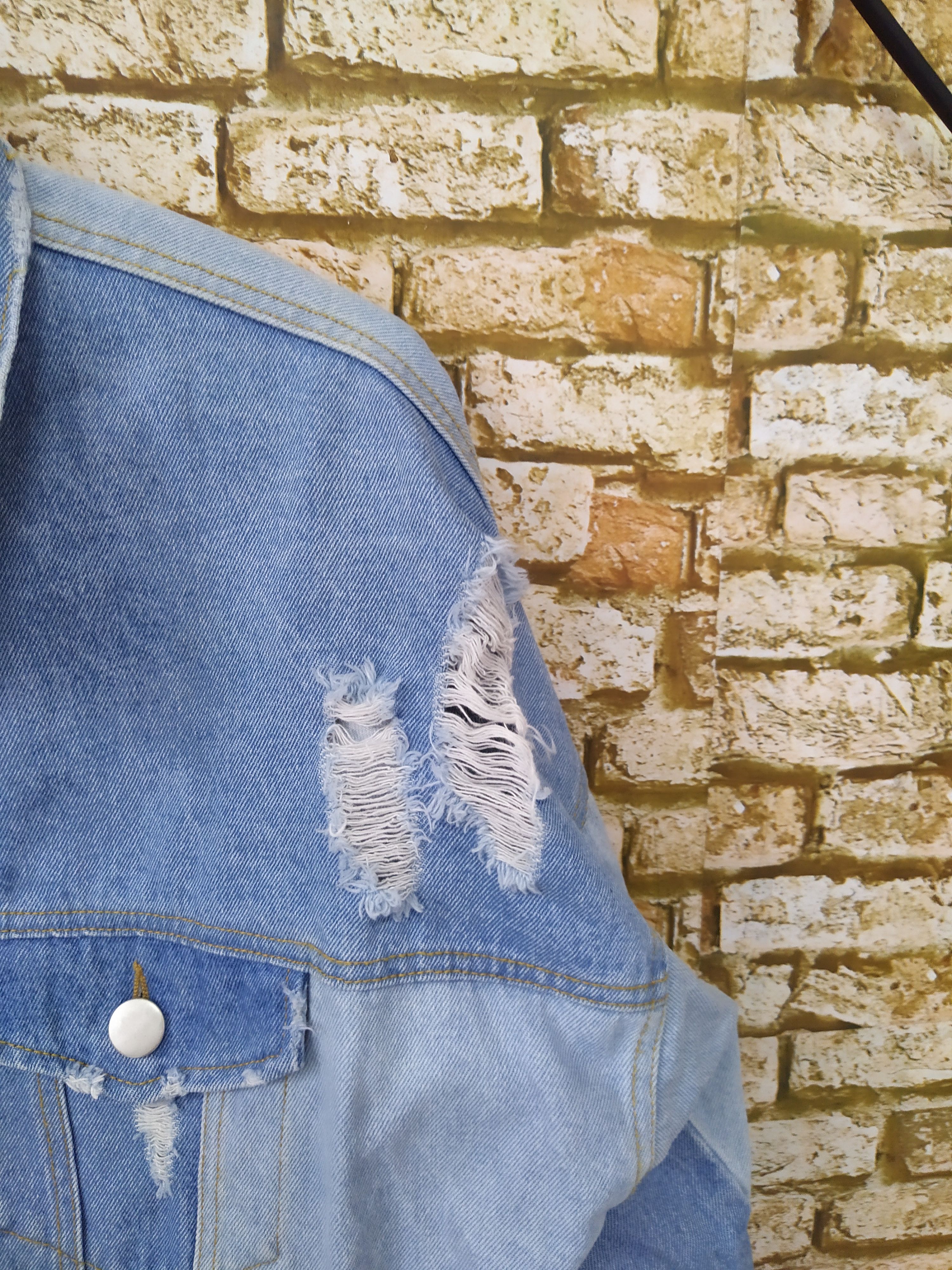 Japanese Brand ENVYM AILES TOKYO DISTRESSED DENIM JACKET (B682) Size US XL / EU 56 / 4 - 5 Thumbnail