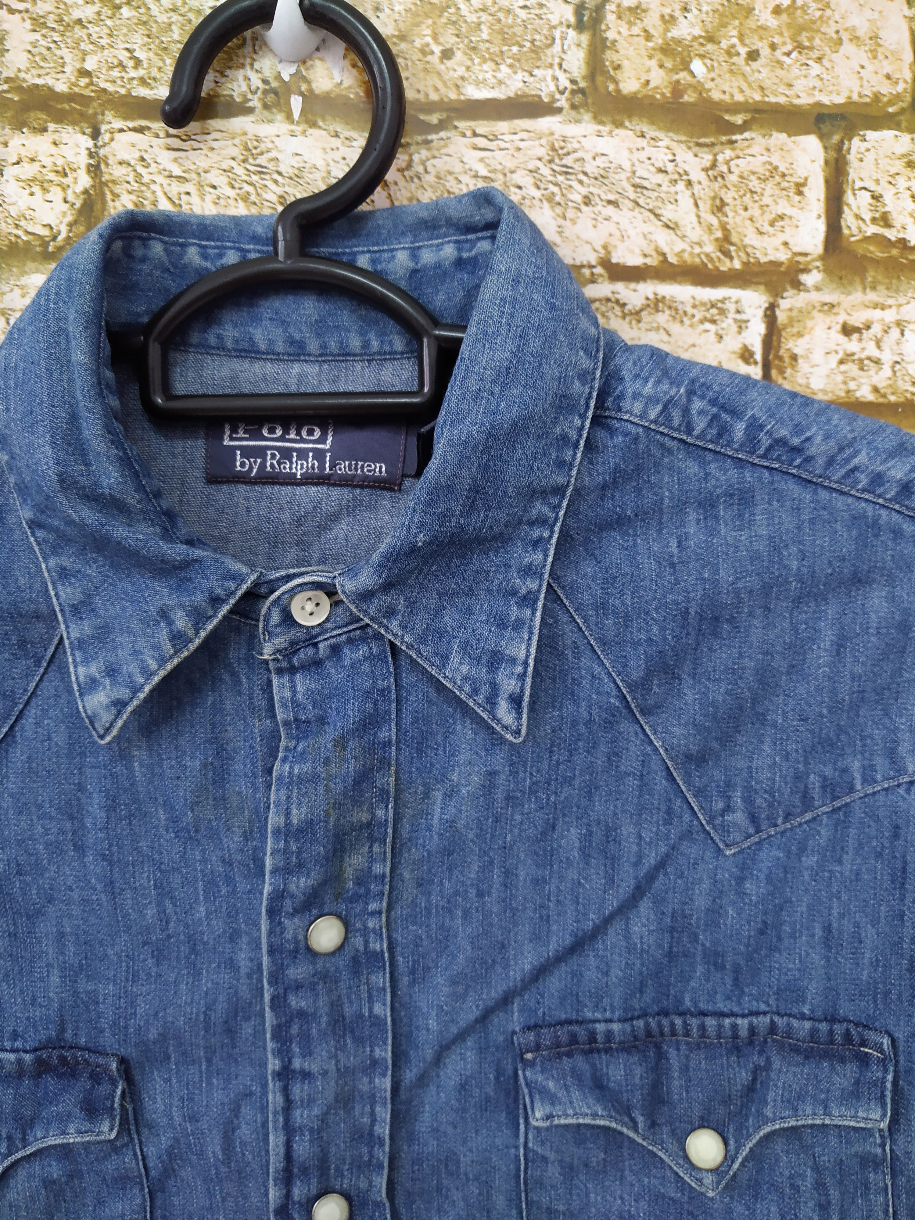 Polo Ralph Lauren 90s POLO RLAPH LAUREN PEARL BUFFALO DENIM SHIRT (B683) Size US S / EU 44-46 / 1 - 4 Thumbnail