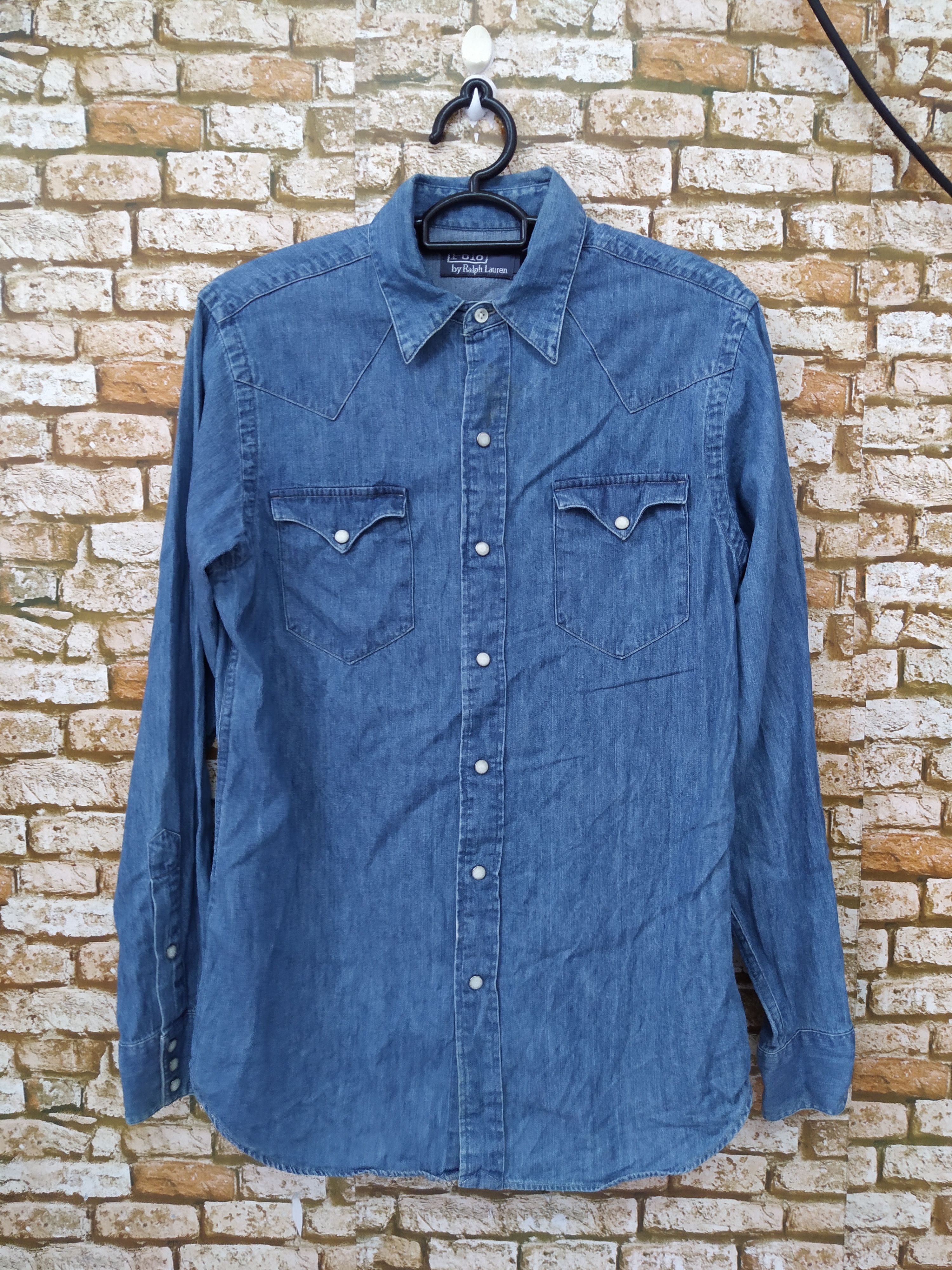 Polo Ralph Lauren 90s POLO RLAPH LAUREN PEARL BUFFALO DENIM SHIRT (B683) Size US S / EU 44-46 / 1 - 1 Thumbnail