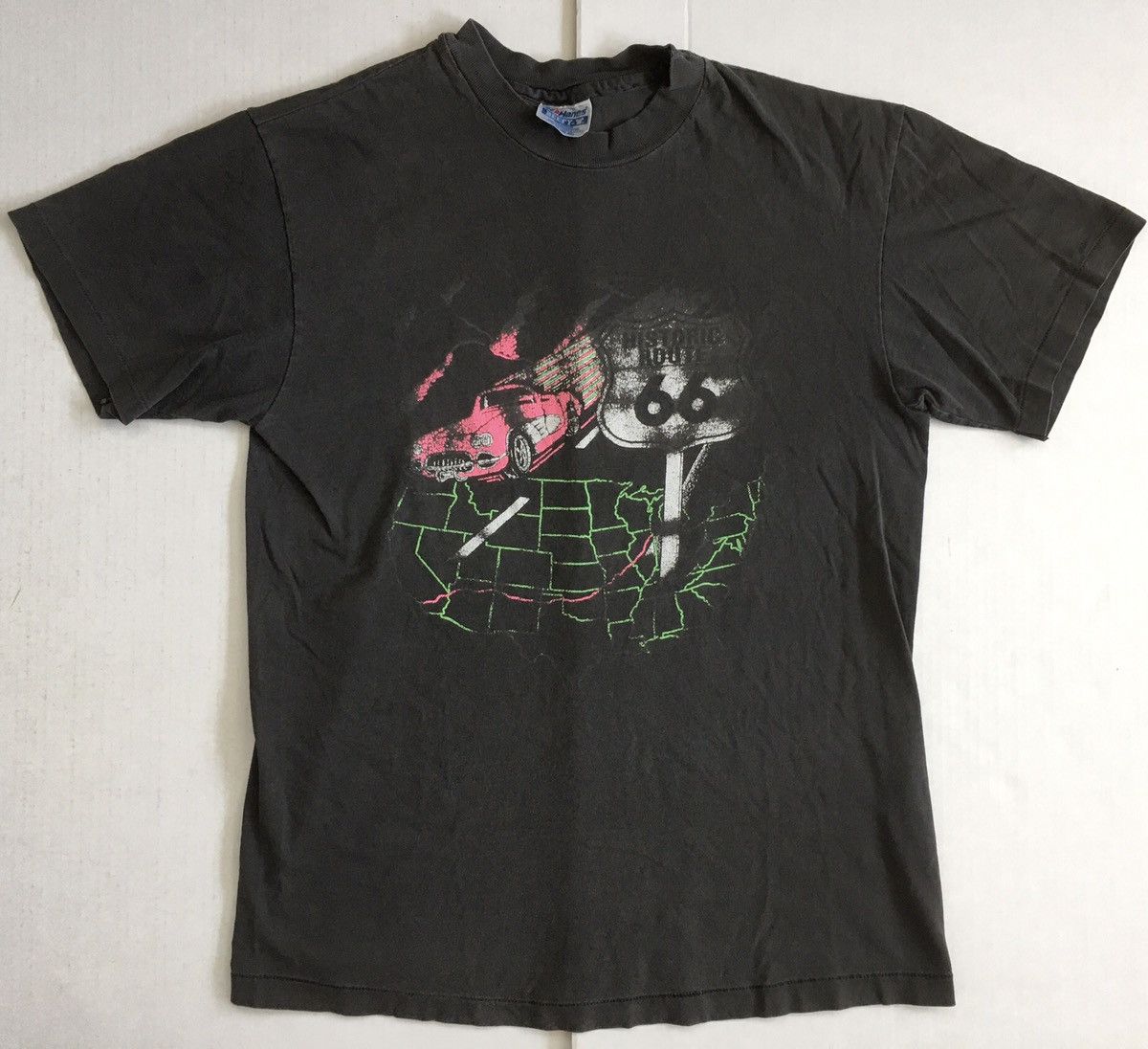 Hanes × Vintage US HISTORIC ROUTE 66 SHIRT HIGHWAY VINTAGE 80S 90S FADED Size US M / EU 48-50 / 2 - 1 Thumbnail