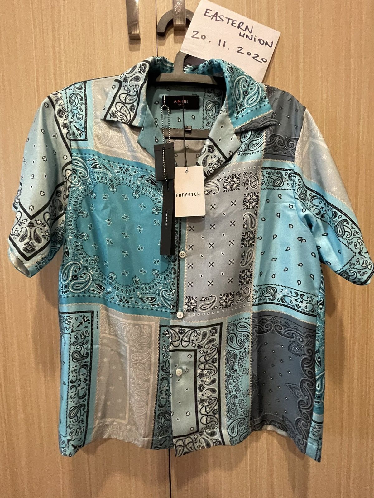 AMIRI Short Sleeve Bandana Print Silk Shirt - Farfetch
