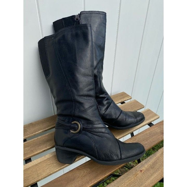 Clarks riding boots black on sale