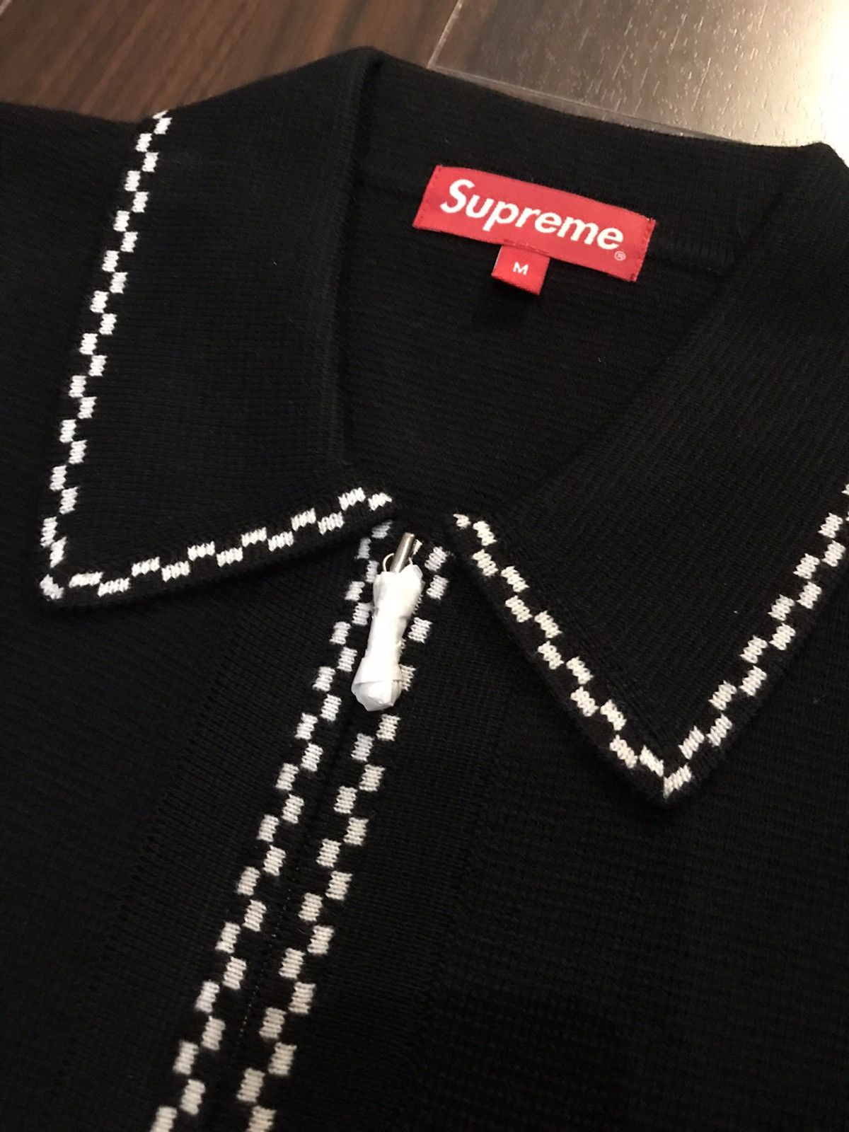 Supreme Supreme checkerboard zip up sweater black | Grailed