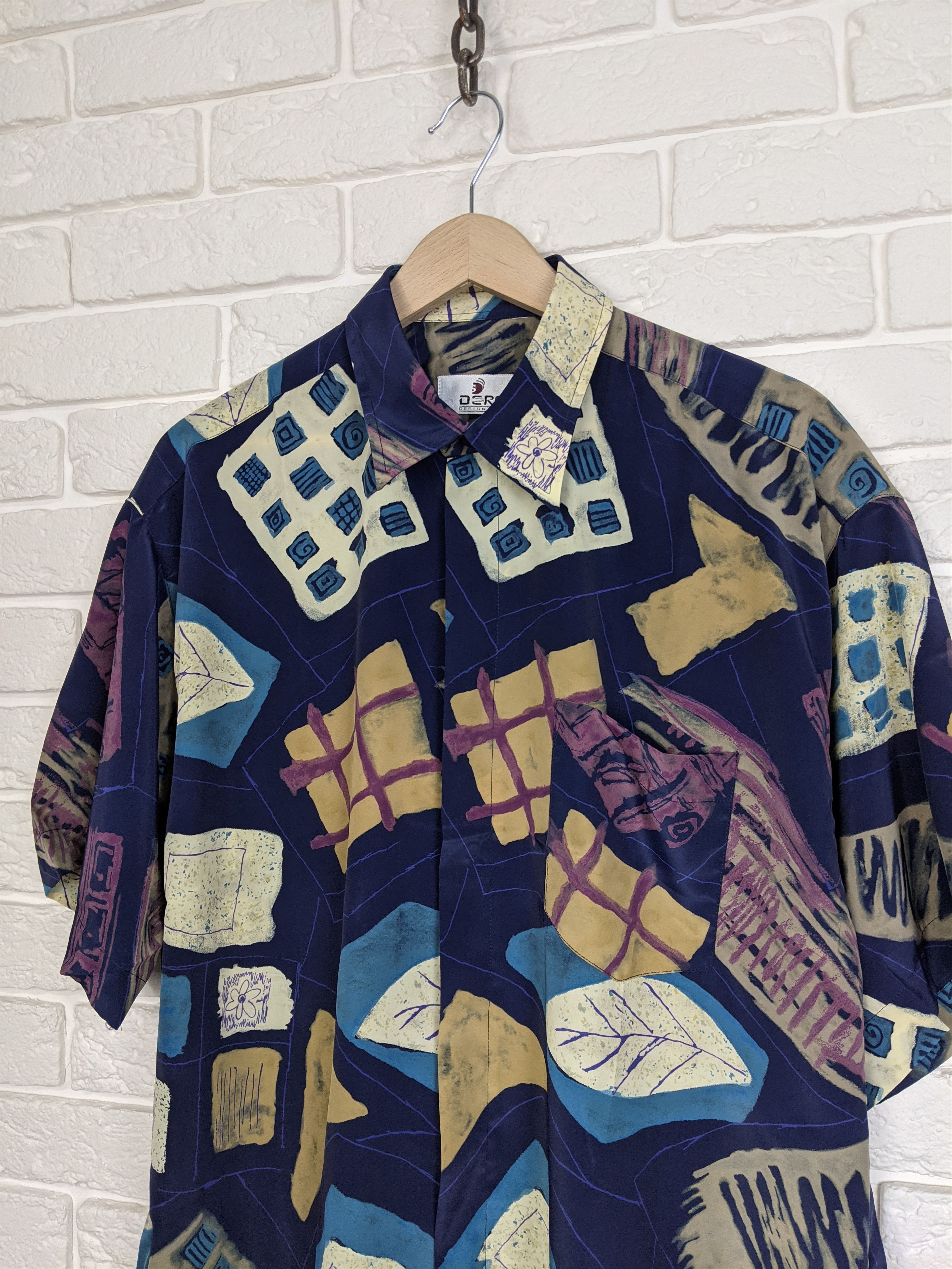 Vintage Vintage Dergi Wilde silk shirt Print Langarmhemd Size US L / EU 52-54 / 3 - 6 Thumbnail