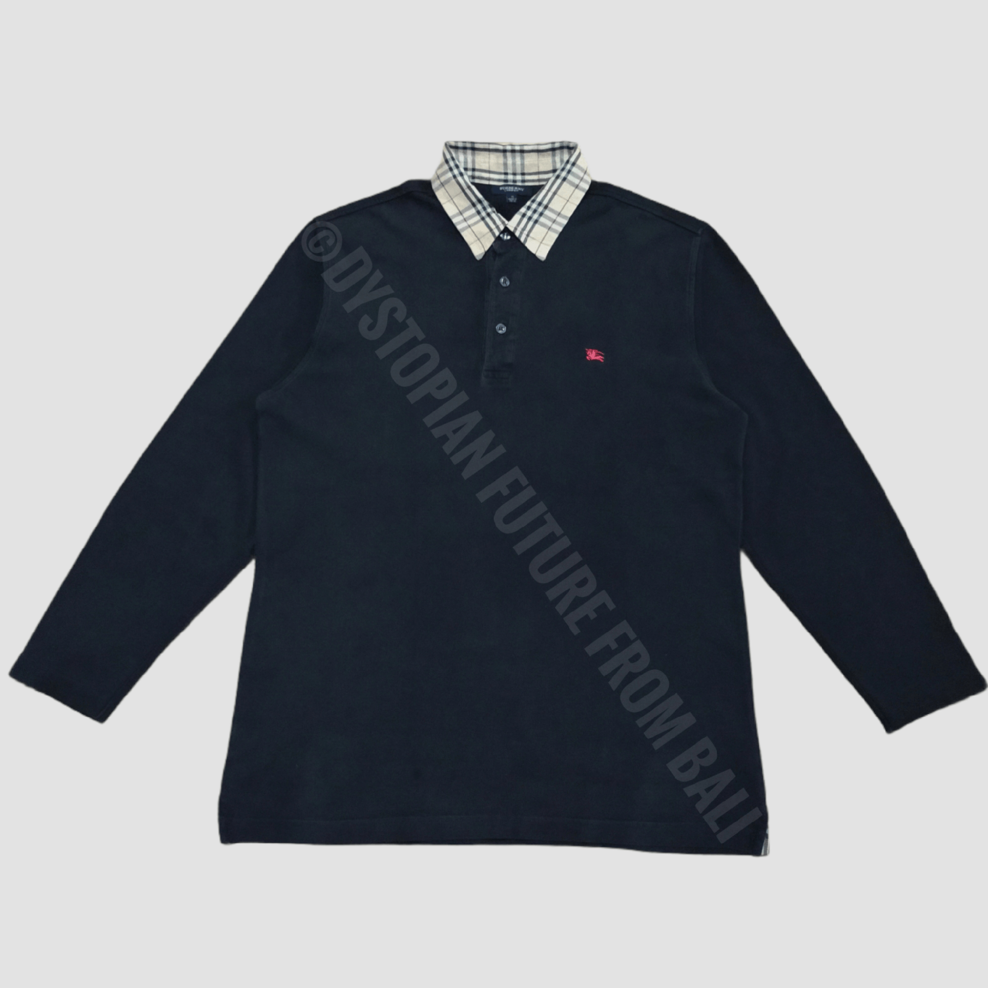 Burberry Burberry London Black/Nova Check Collar Polo Shirt Size US L / EU 52-54 / 3 - 1 Thumbnail