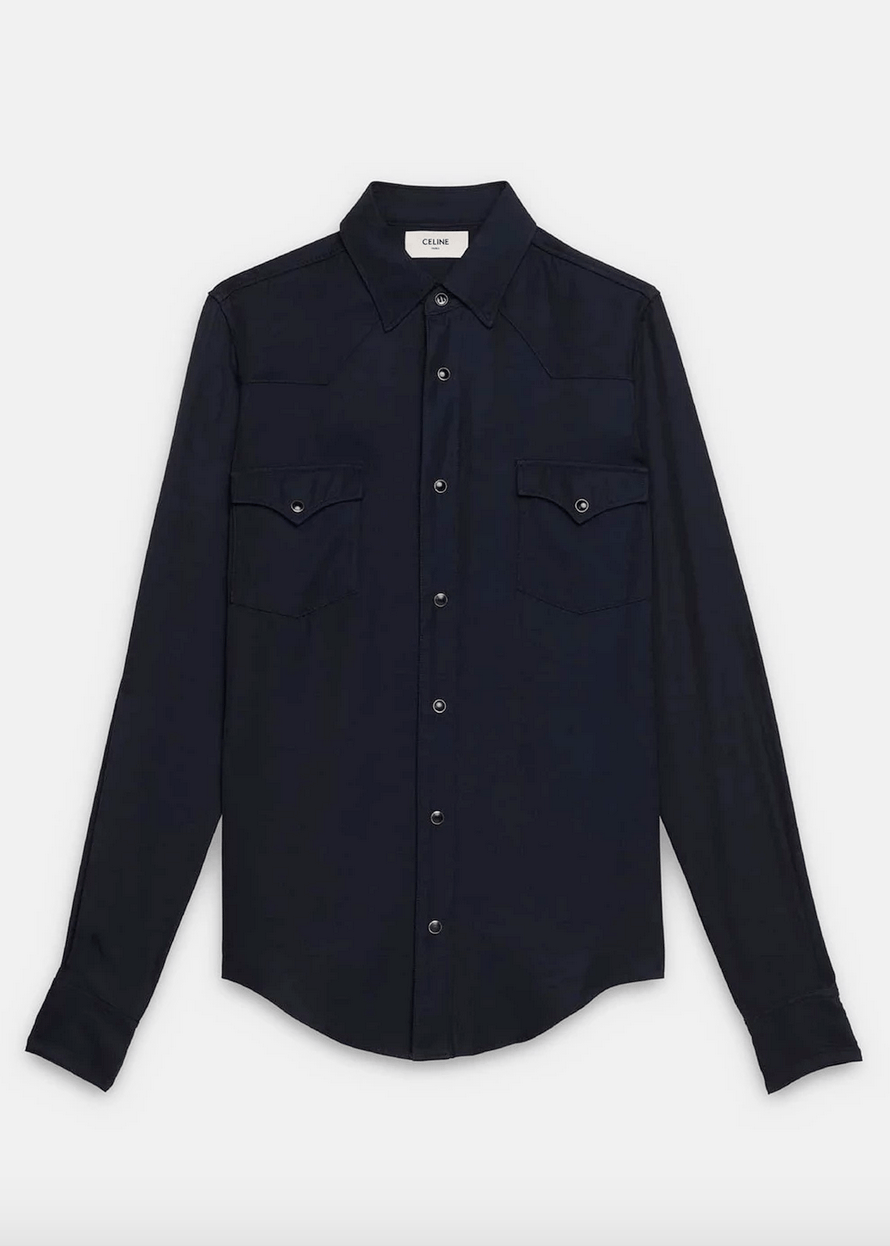 Celine × Hedi Slimane SS19 navy western shirt Size US XS / EU 42 / 0 - 5 Thumbnail