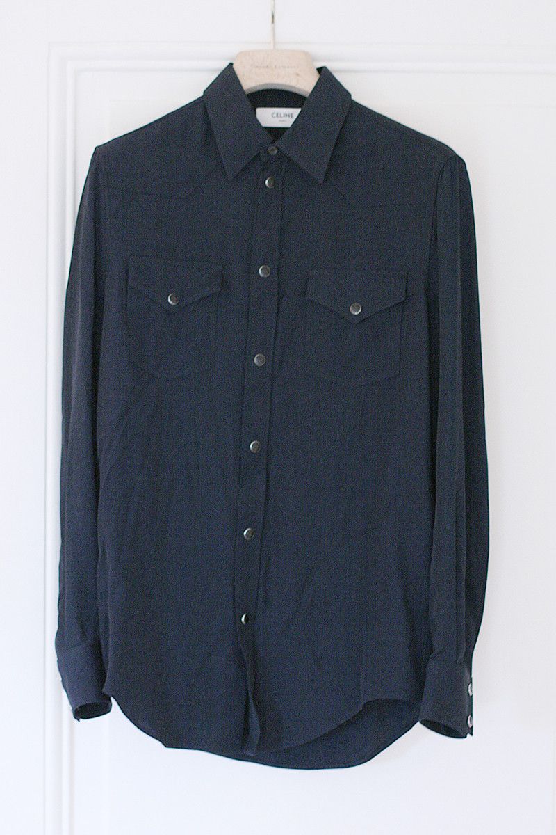 Celine × Hedi Slimane SS19 navy western shirt Size US XS / EU 42 / 0 - 1 Thumbnail