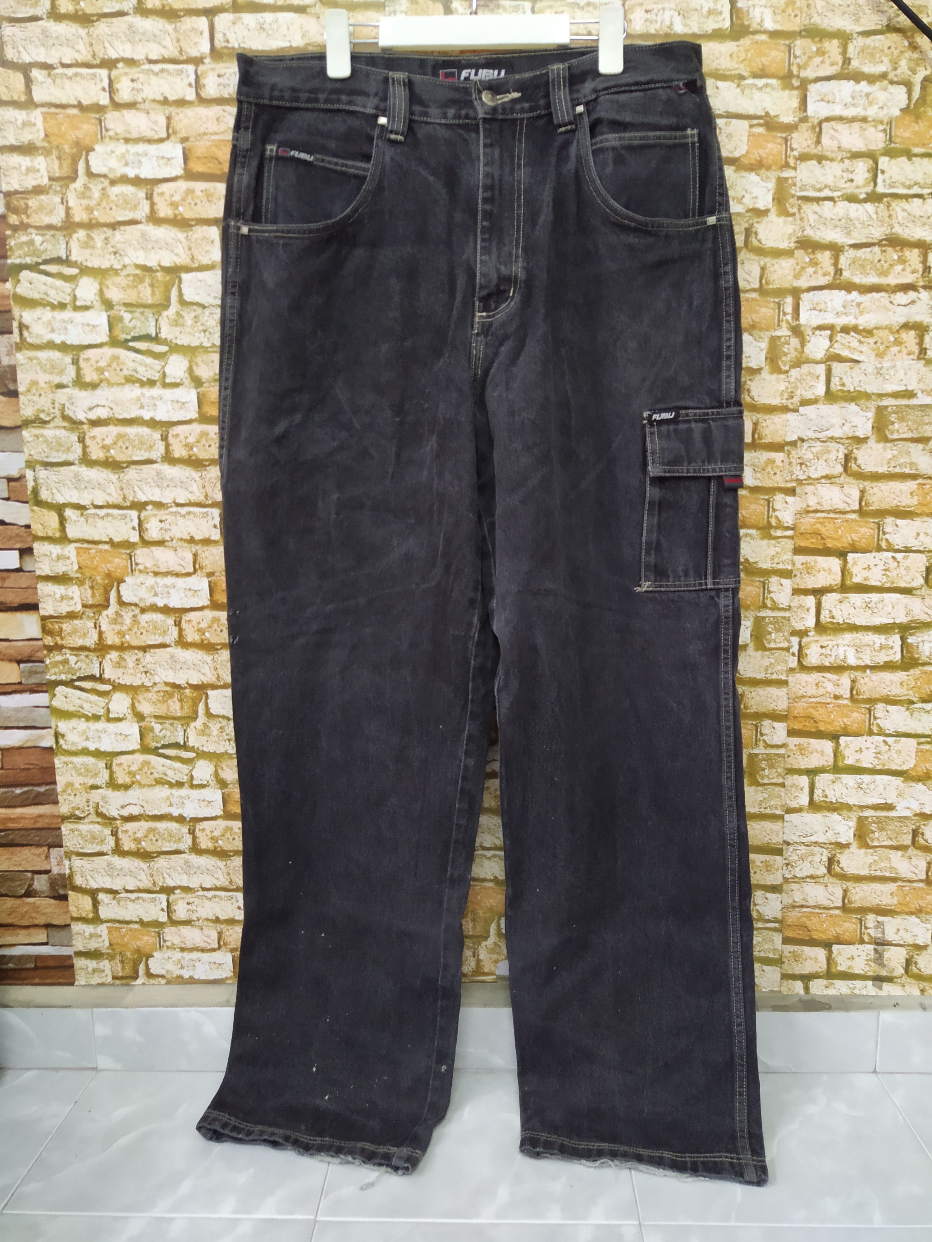 Fubu × Vintage 90s FUBU BAGGY CARPENTER DENIM (B693) Size US 37 - 6 Thumbnail