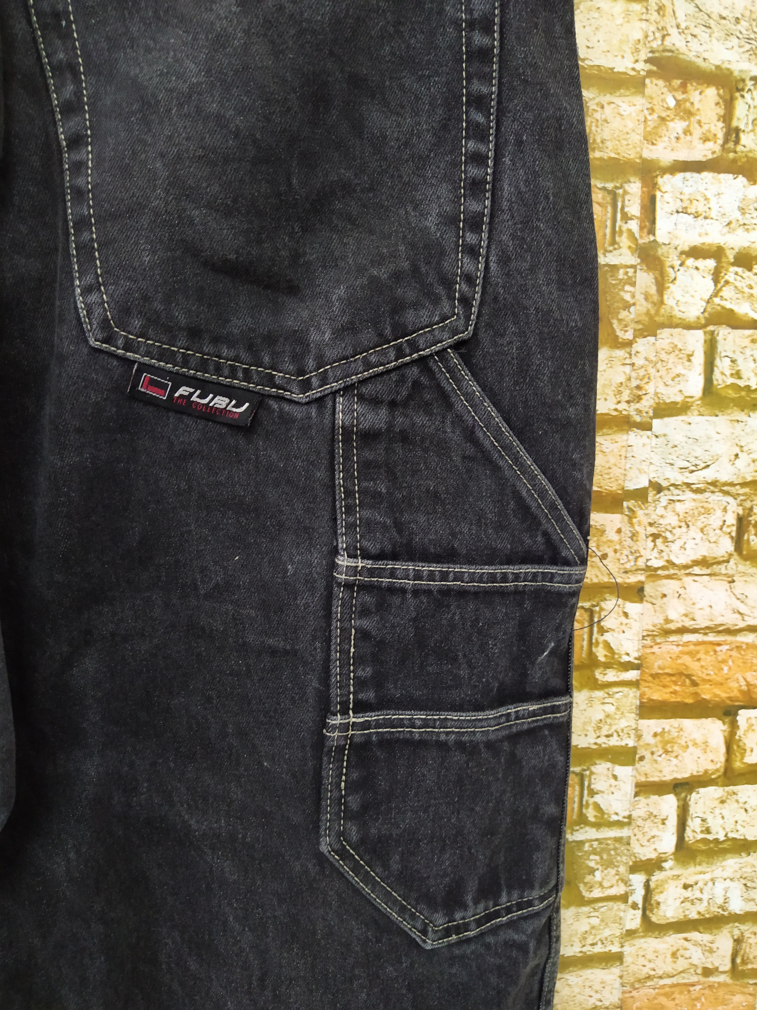 Fubu × Vintage 90s FUBU BAGGY CARPENTER DENIM (B693) Size US 37 - 3 Thumbnail